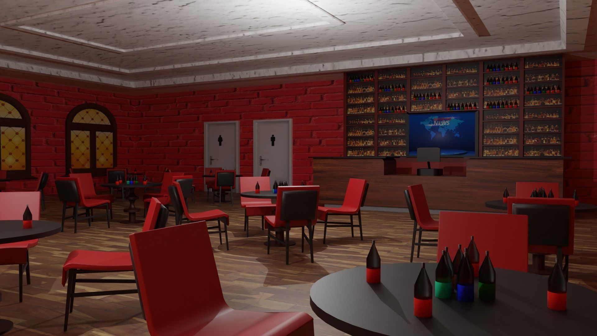 Coffee Bar  Low-poly 3D model_4