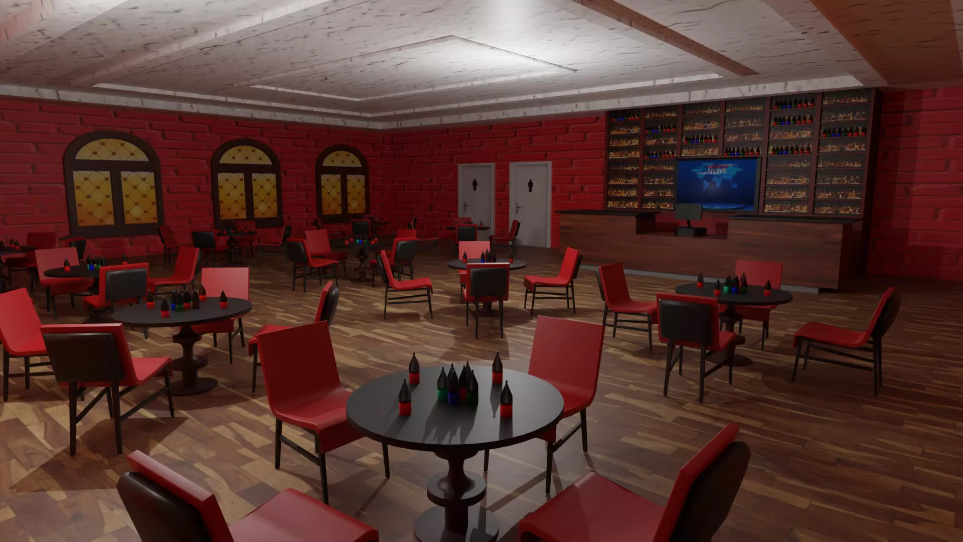 Coffee Bar  Low-poly 3D model_0