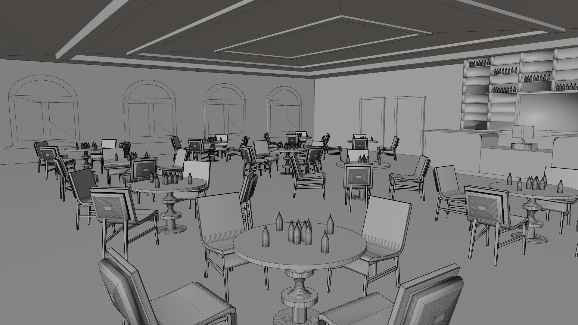 Coffee Bar  Low-poly 3D model_5