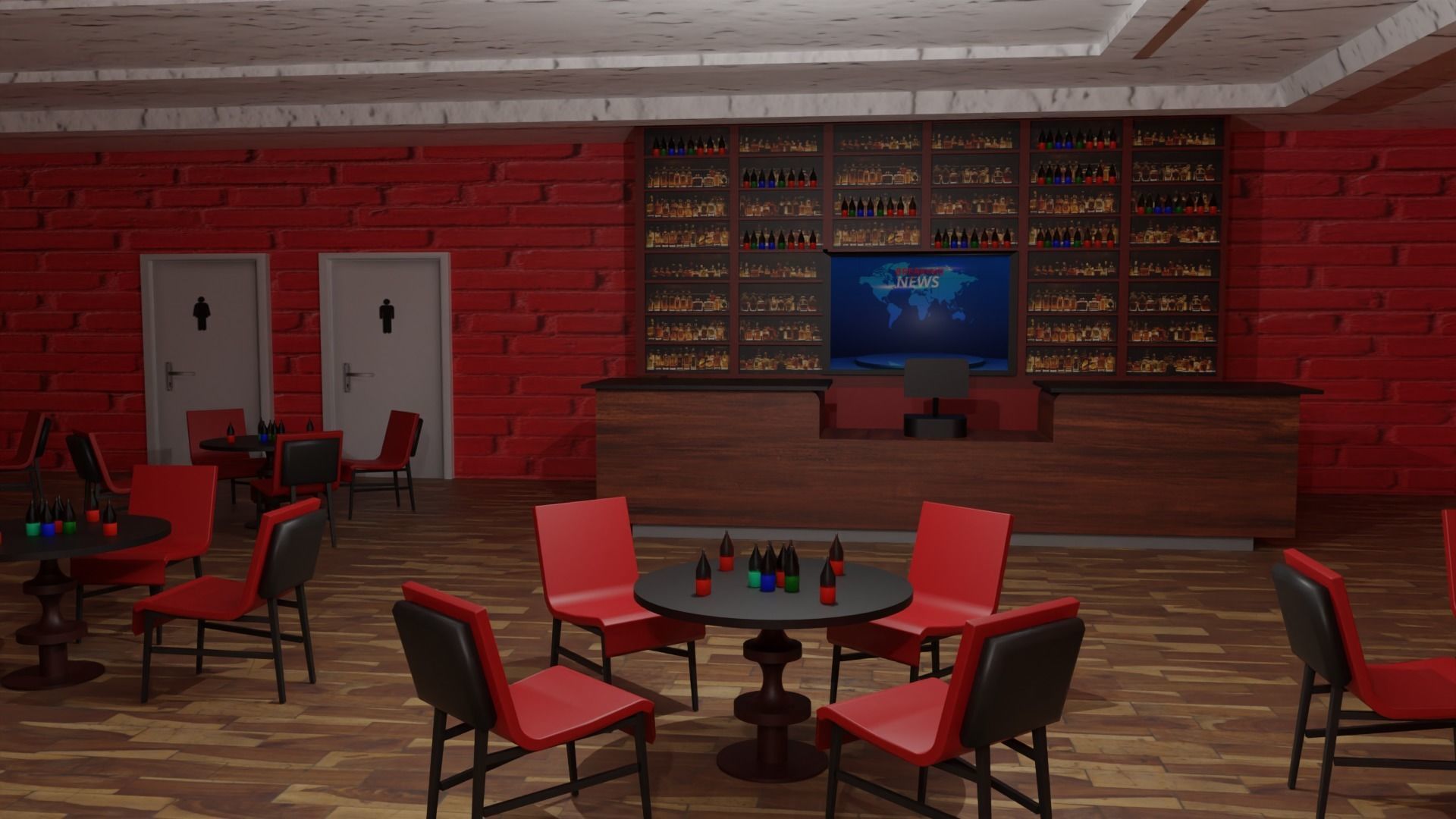 Coffee Bar  Low-poly 3D model_1