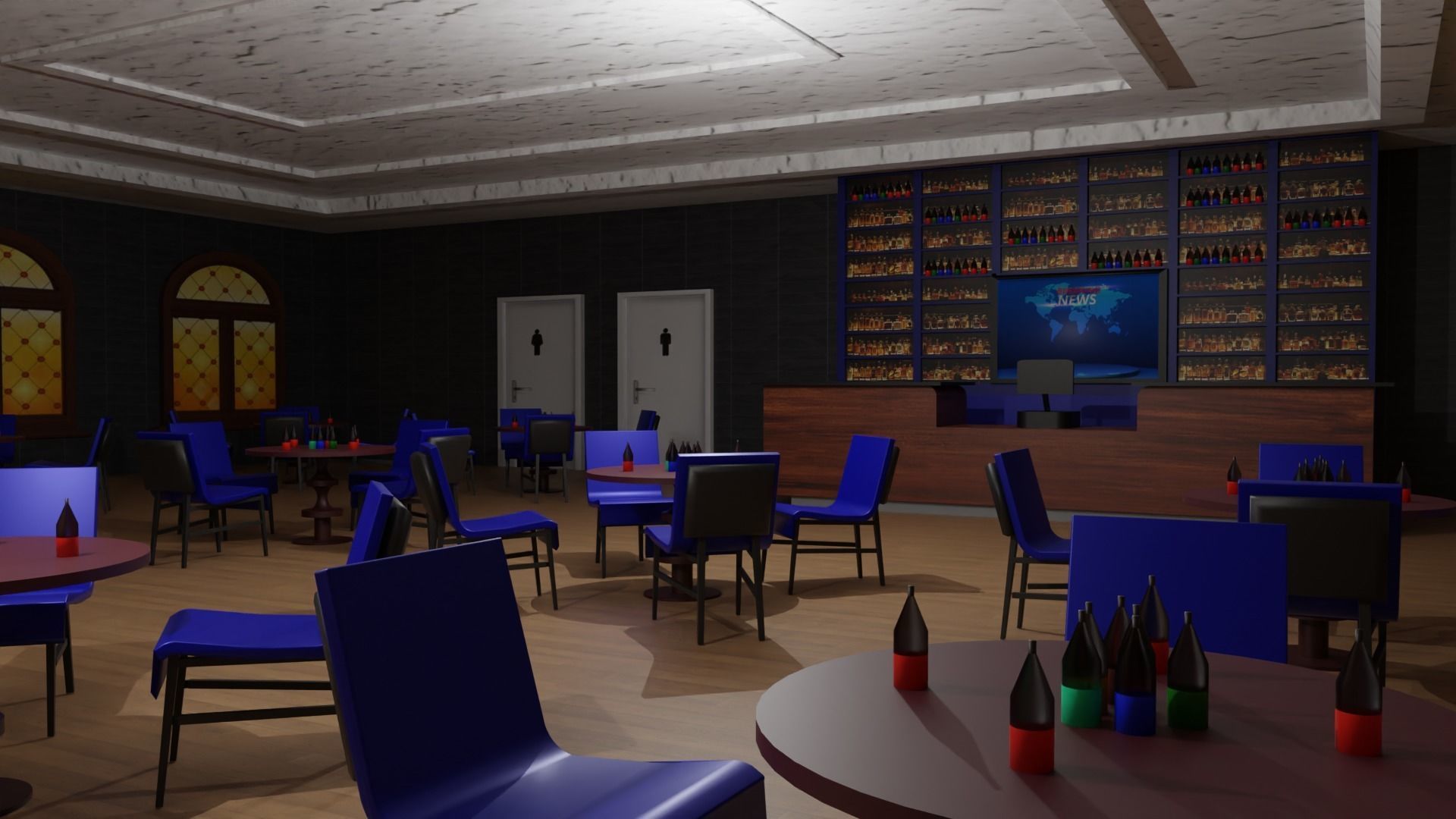 Coffee Bar  Low-poly 3D model_4