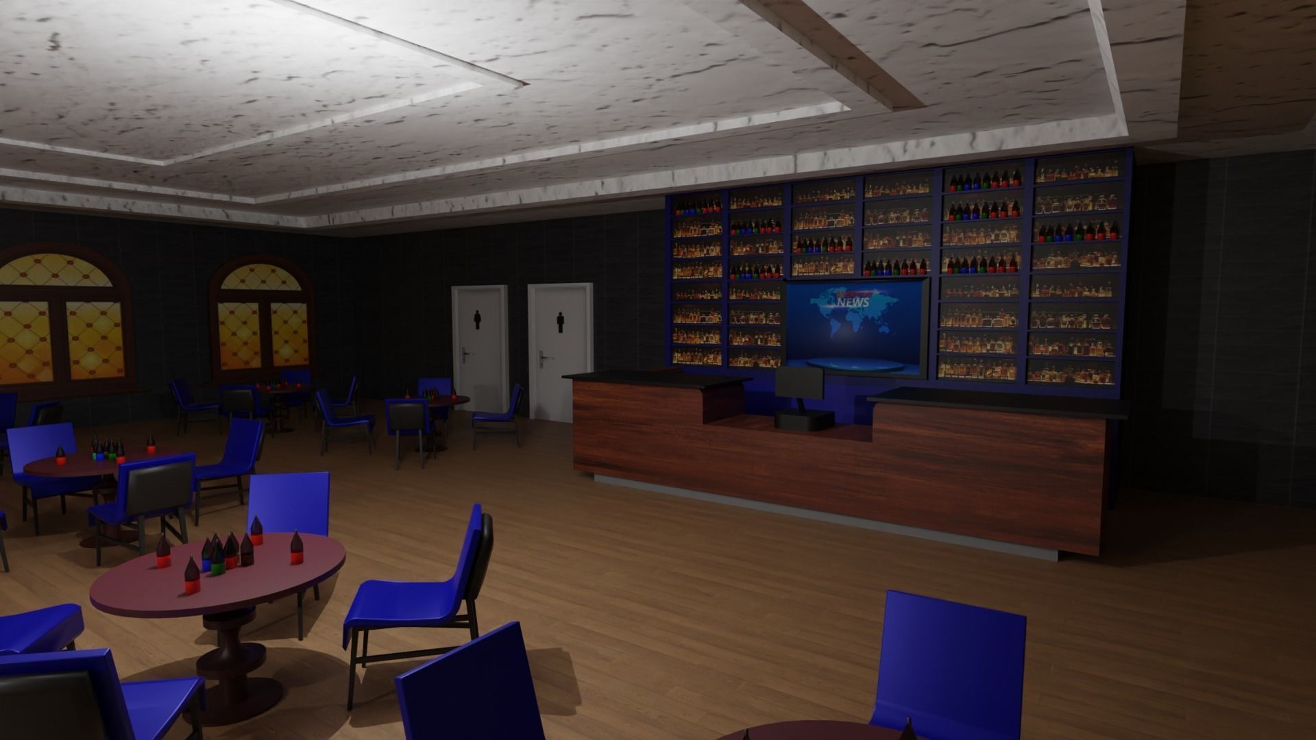 Coffee Bar  Low-poly 3D model_3