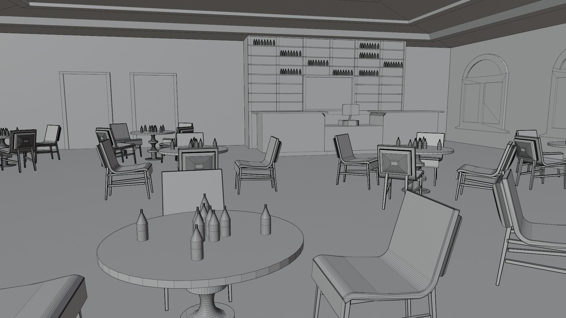 Coffee Bar  Low-poly 3D model_6