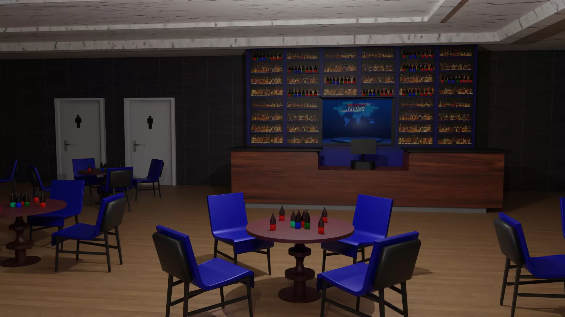 Coffee Bar  Low-poly 3D model_0