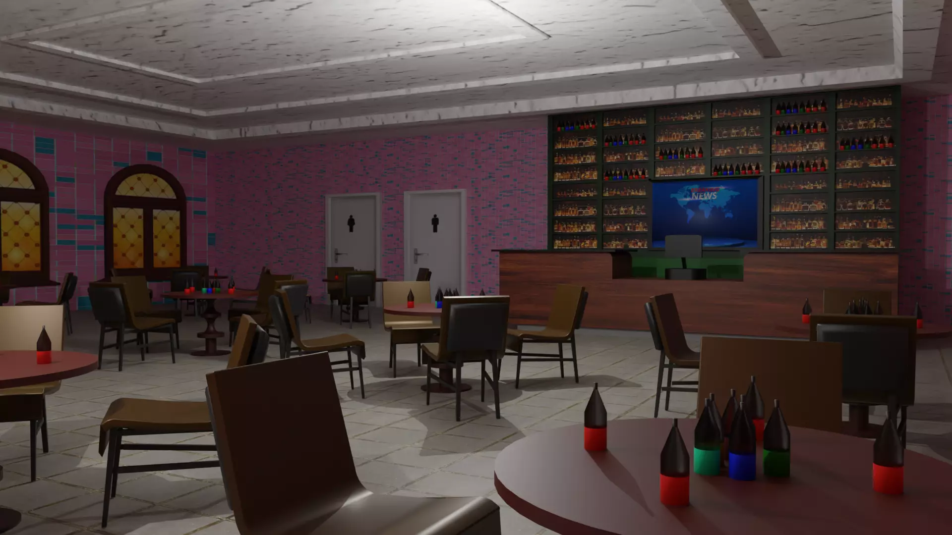 Coffee Bar  Low-poly 3D model_0