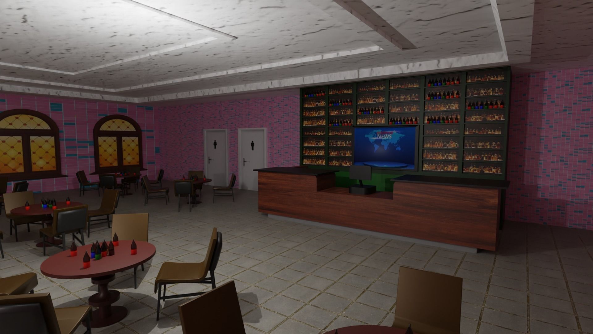 Coffee Bar  Low-poly 3D model_4