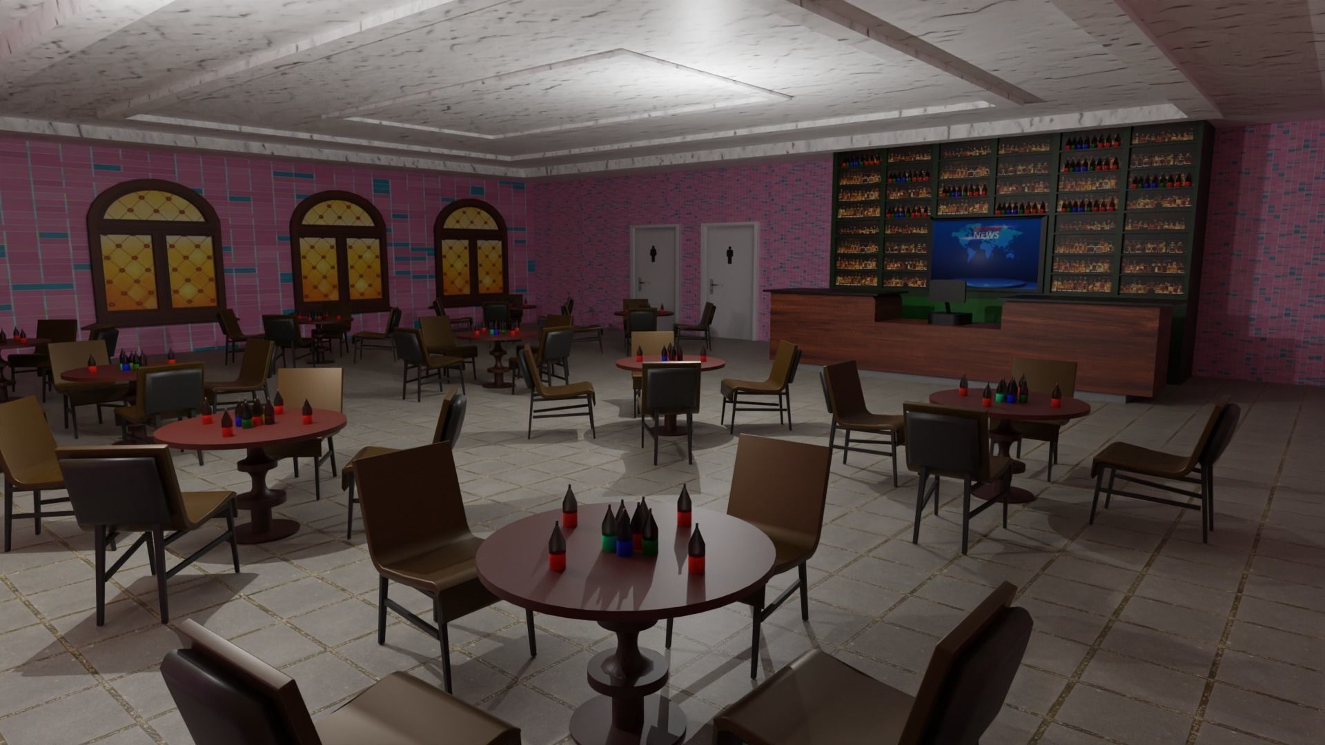 Coffee Bar  Low-poly 3D model_1