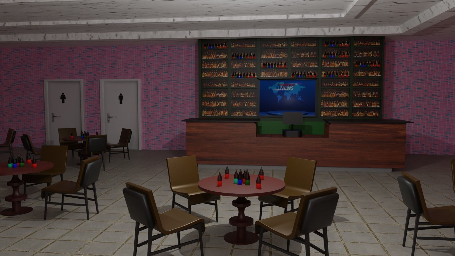 Coffee Bar  Low-poly 3D model_2