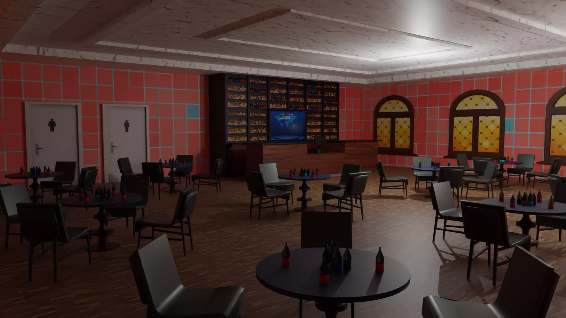 Coffee Bar  Low-poly 3D model_0