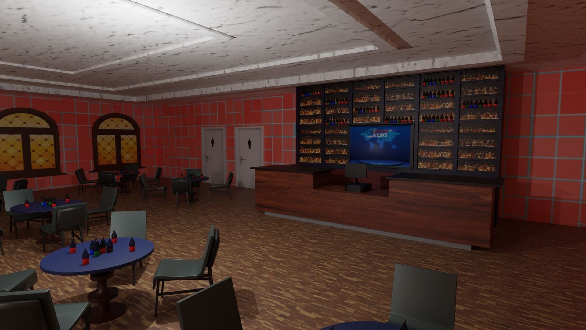 Coffee Bar  Low-poly 3D model_3