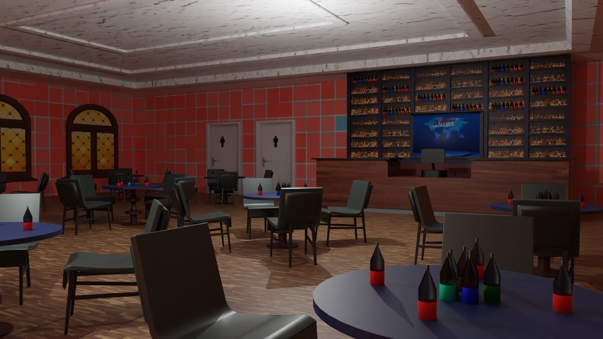 Coffee Bar  Low-poly 3D model_4