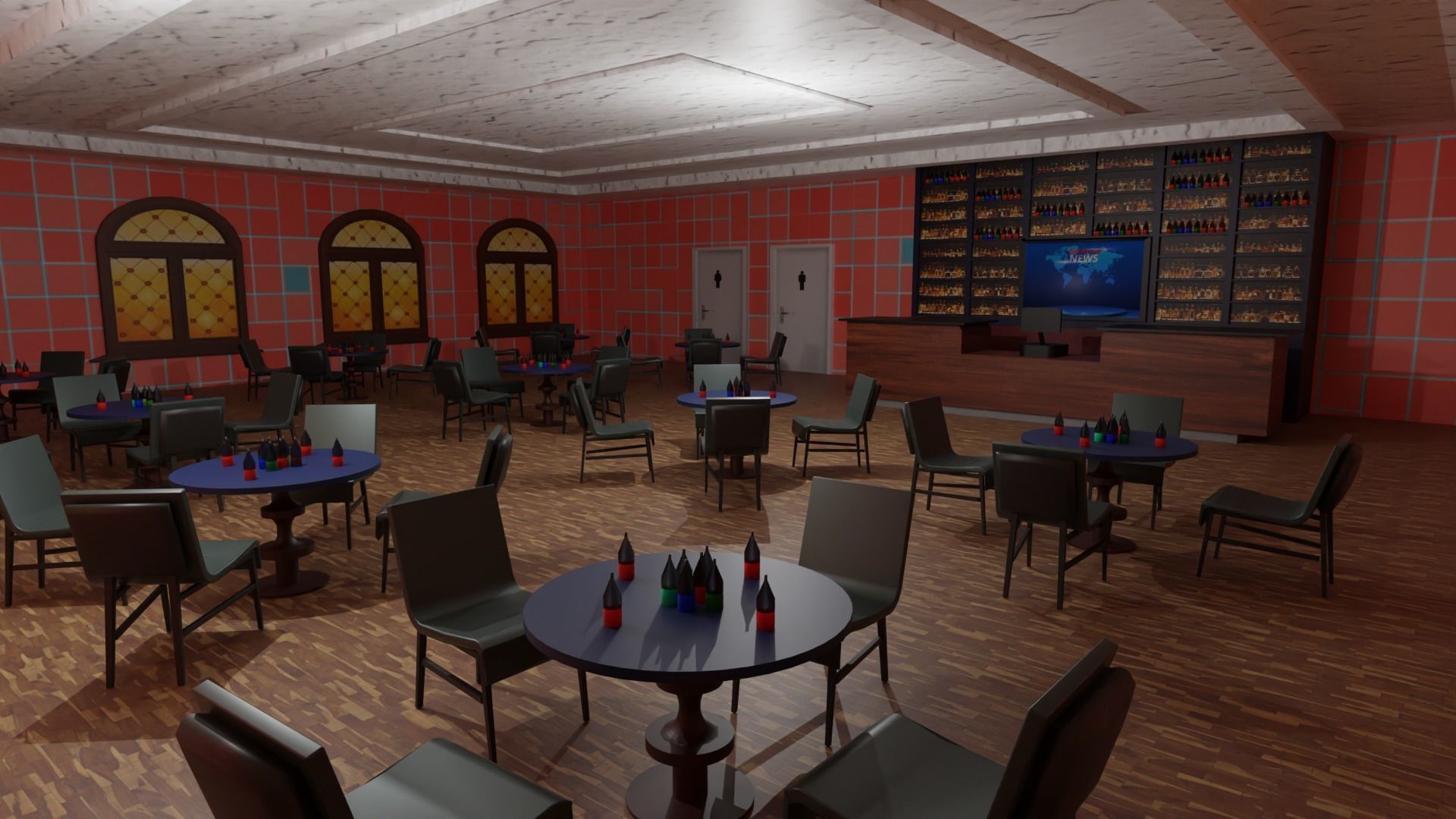 Coffee Bar  Low-poly 3D model_1