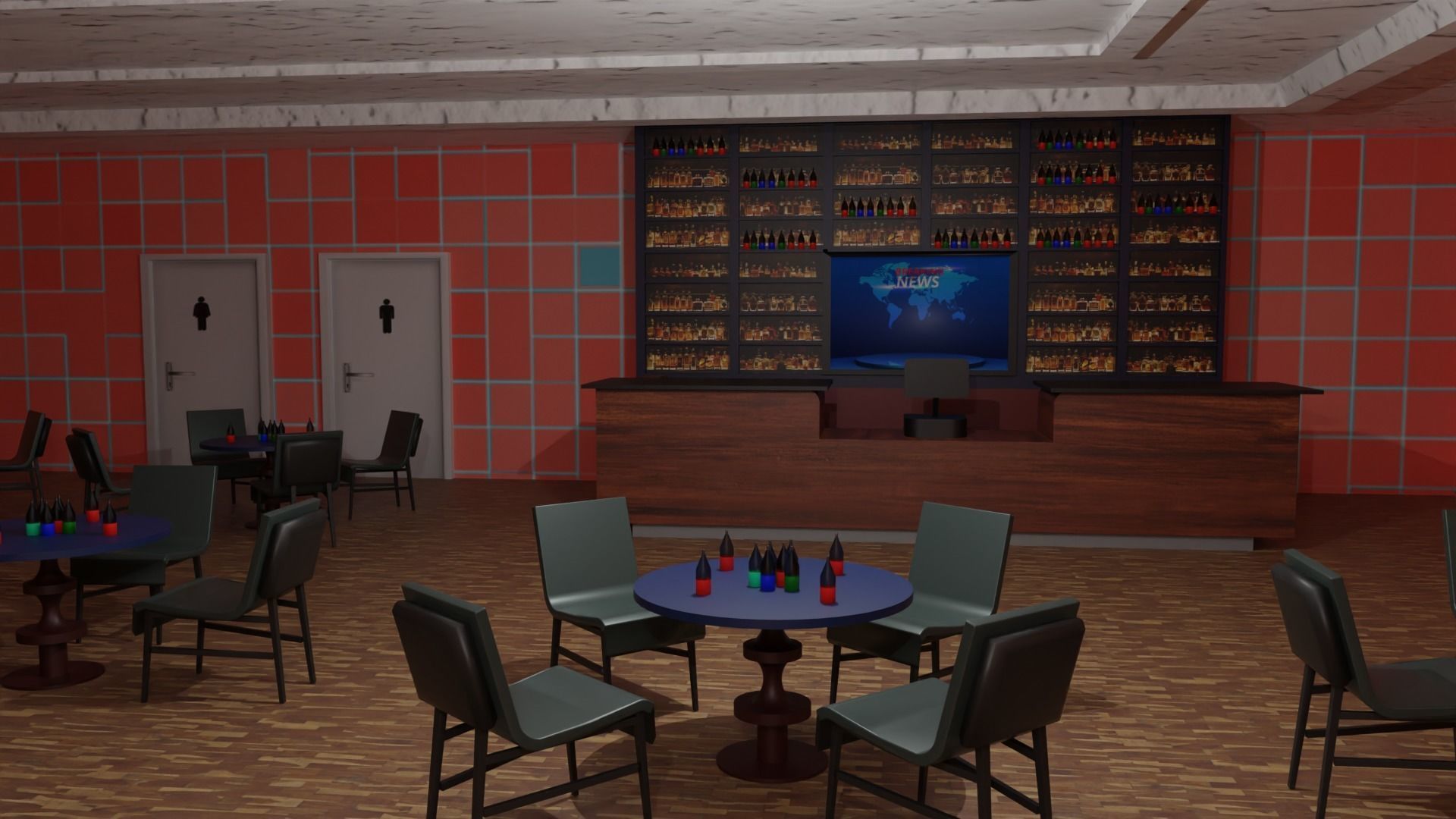 Coffee Bar  Low-poly 3D model_2