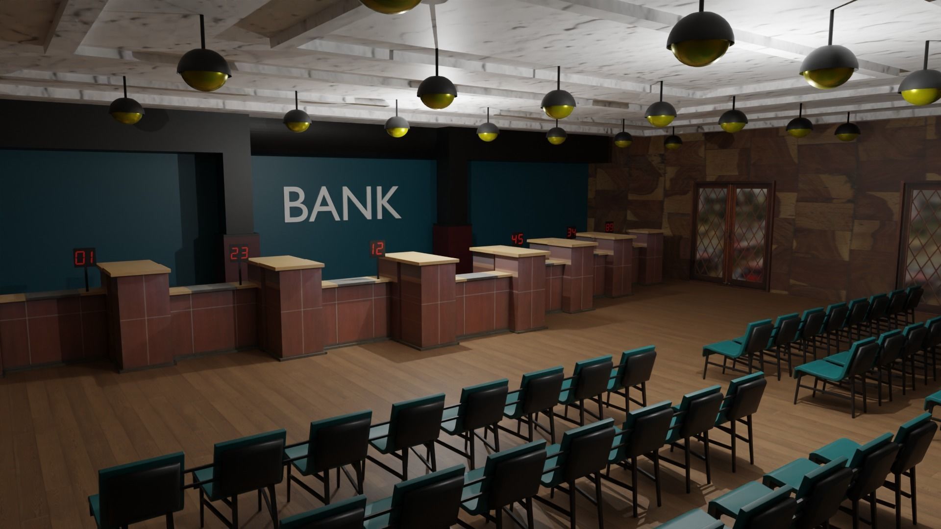 Bank Interior  Low-poly 3D model_4