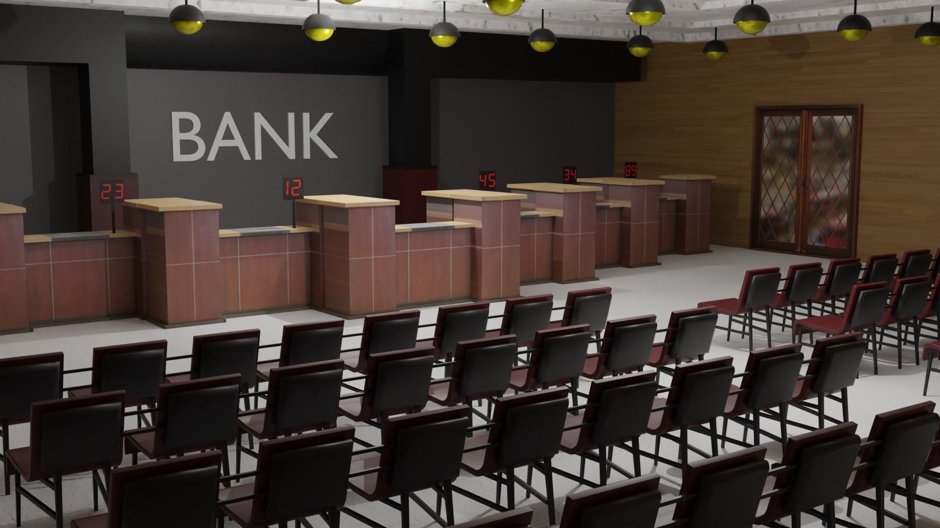 Bank Interior  Low-poly 3D model_3