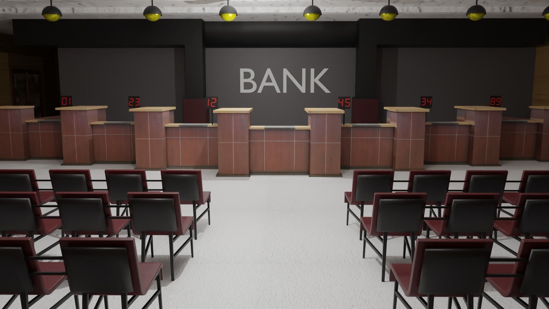 Bank Interior  Low-poly 3D model_5