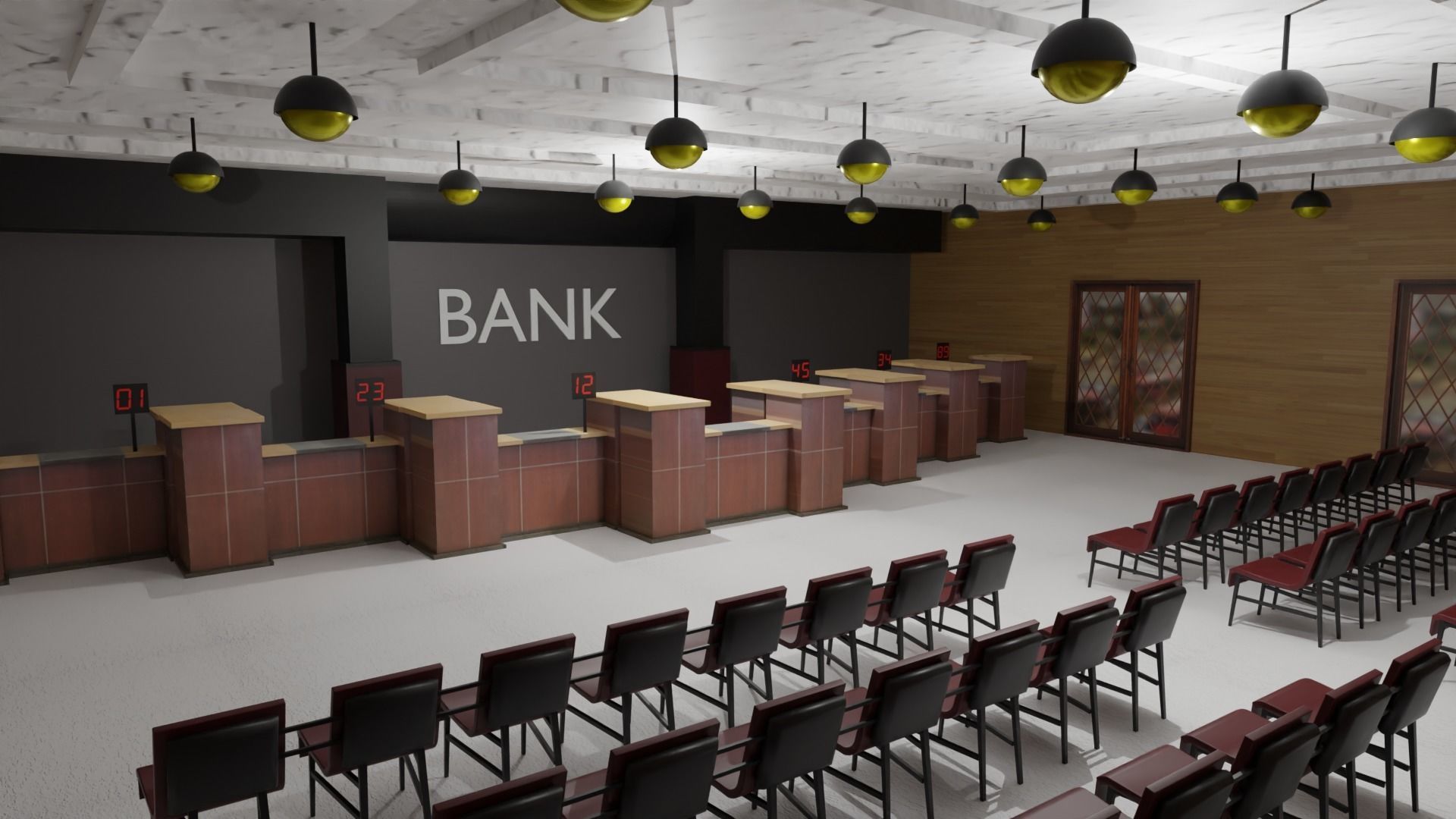Bank Interior  Low-poly 3D model_4