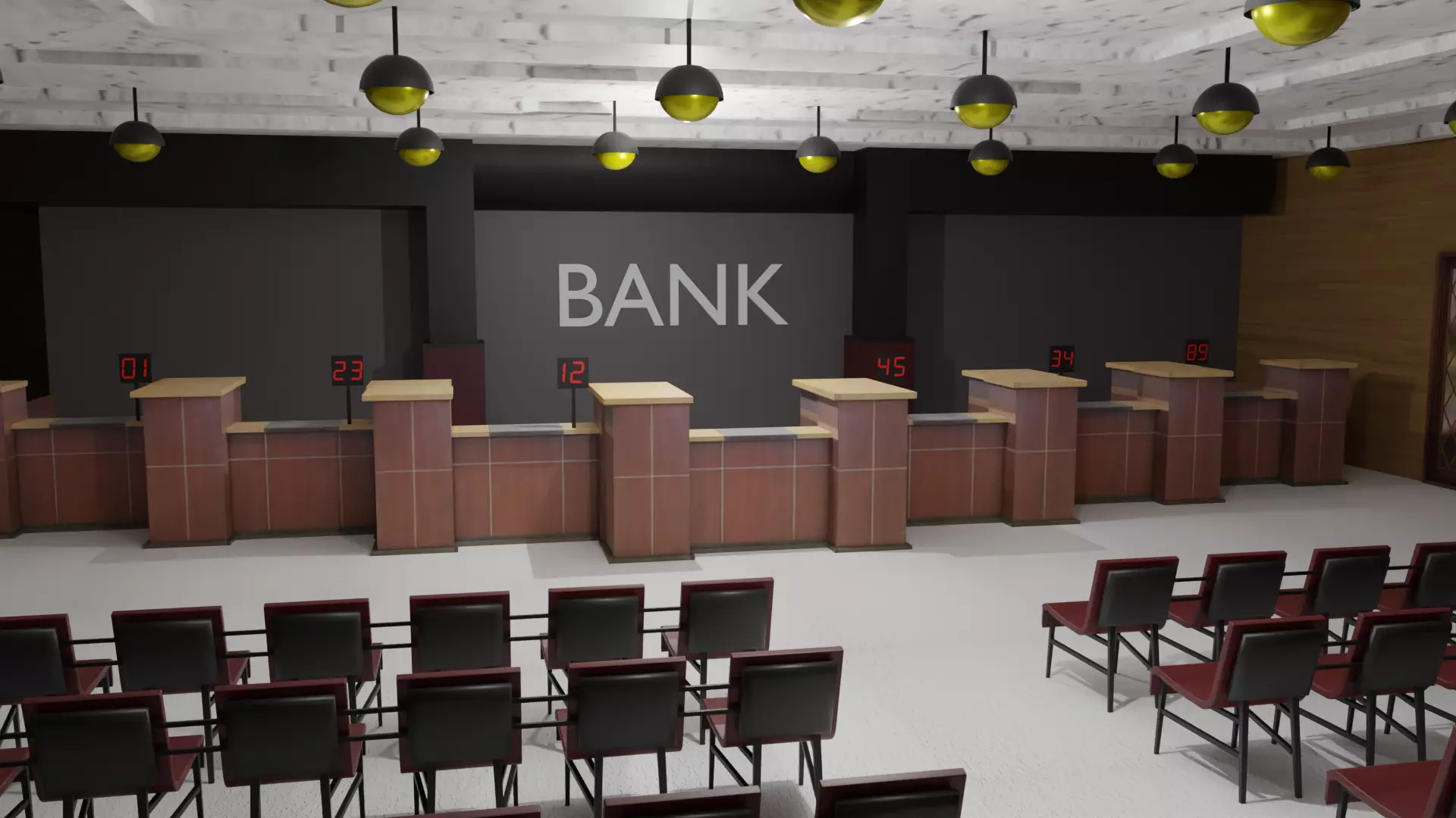 Bank Interior  Low-poly 3D model_0