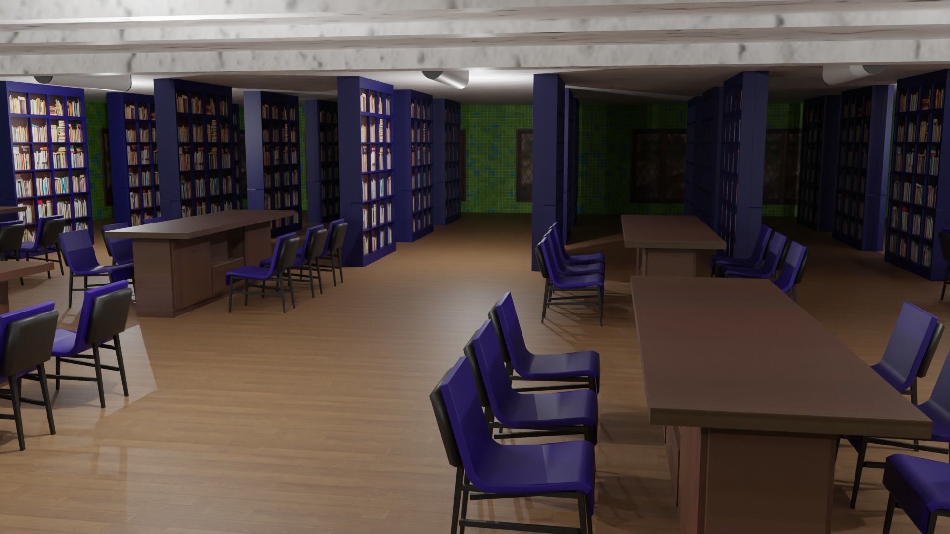 Library Interior  Low-poly 3D model_4