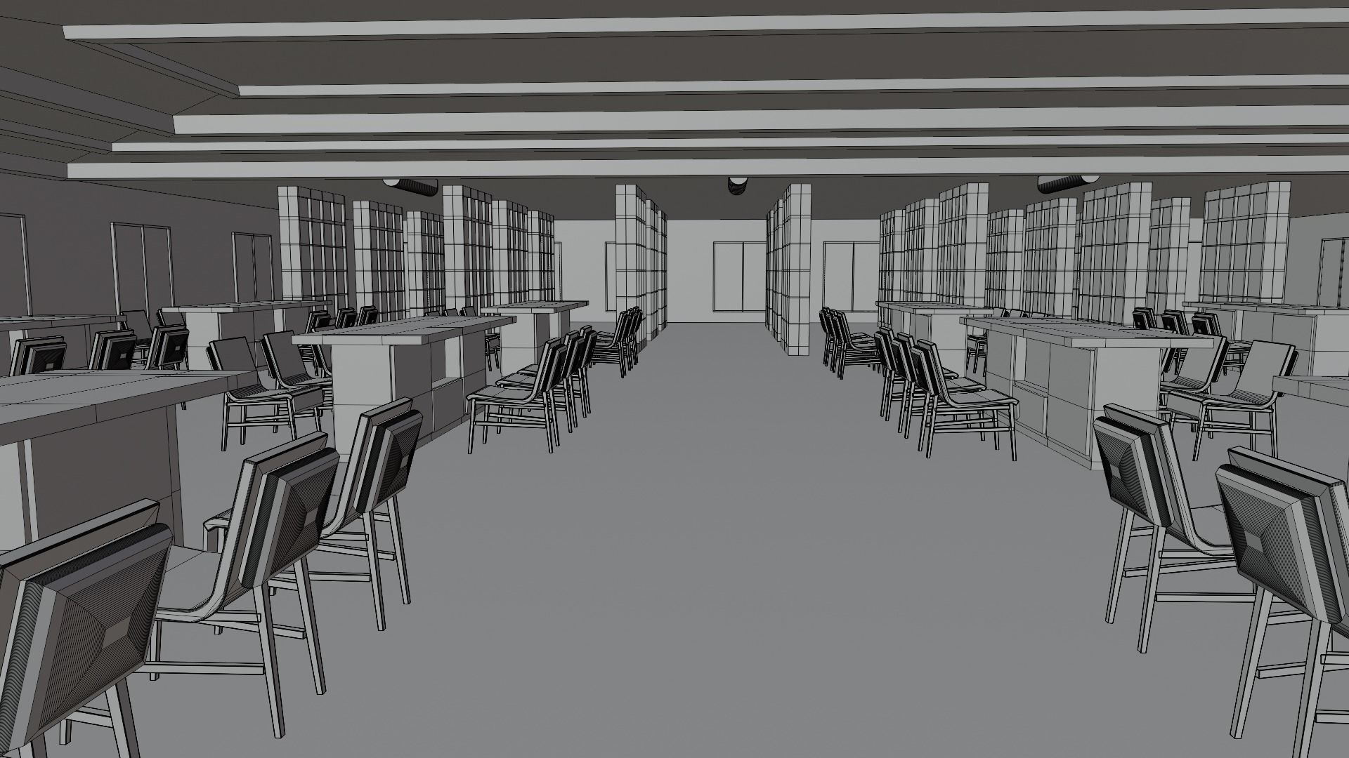 Library Interior  Low-poly 3D model_7