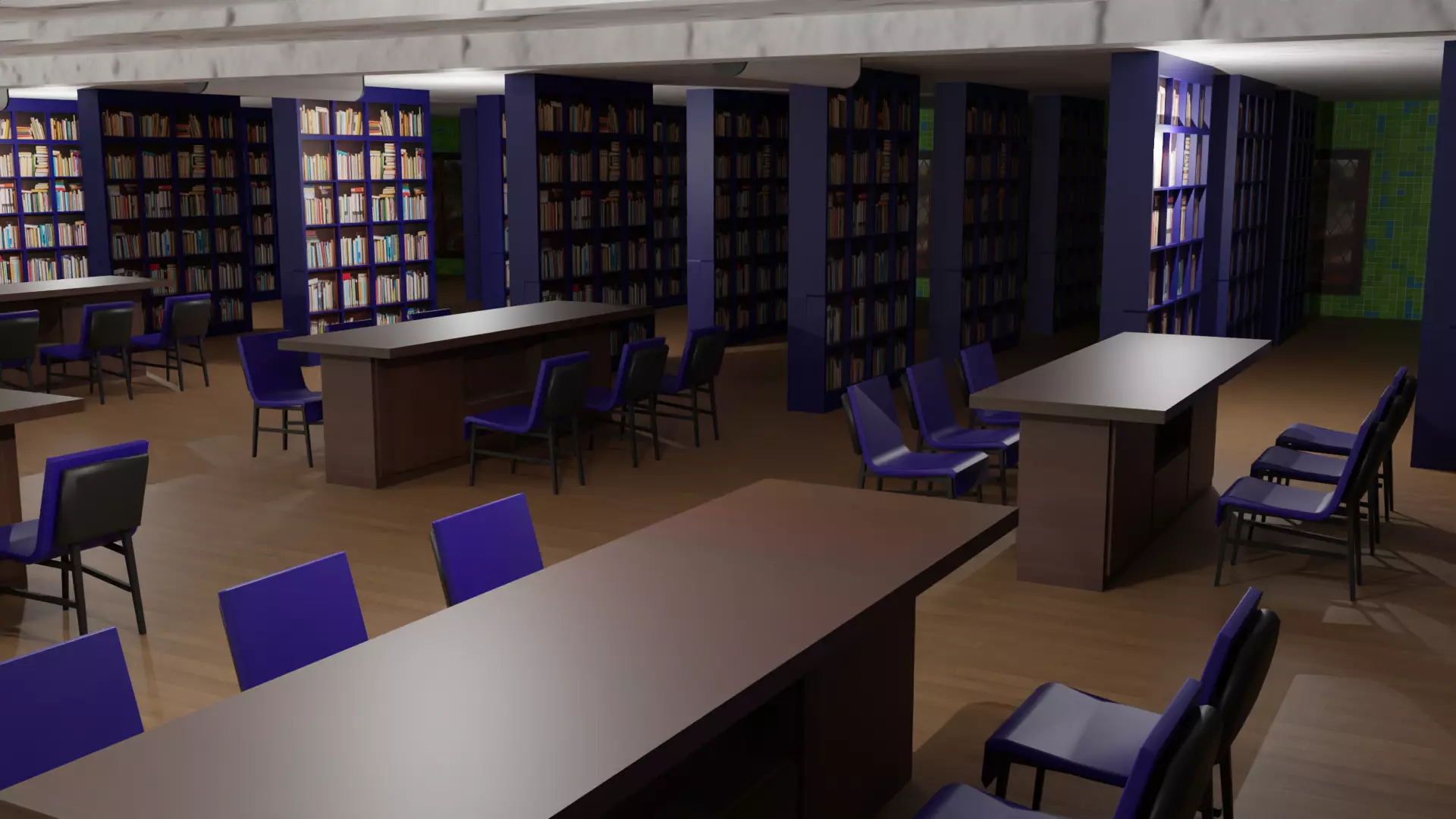 Library Interior  Low-poly 3D model_0