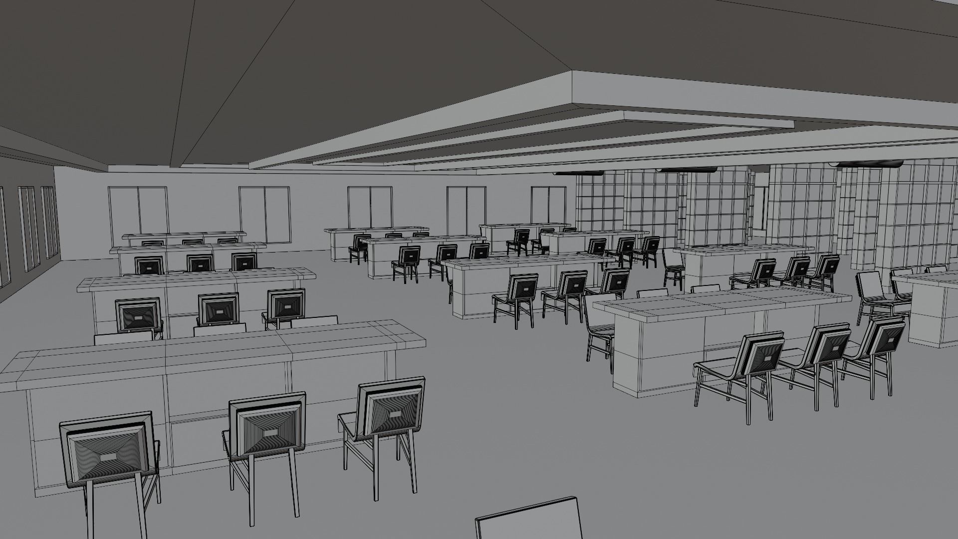 Library Interior  Low-poly 3D model_6