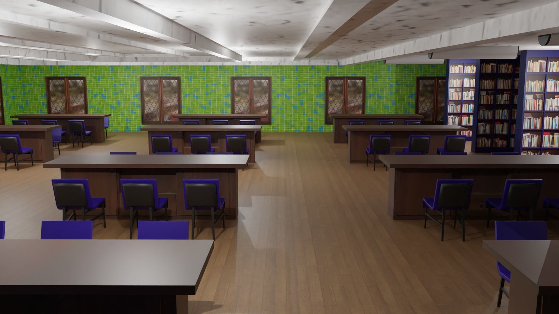 Library Interior  Low-poly 3D model_5