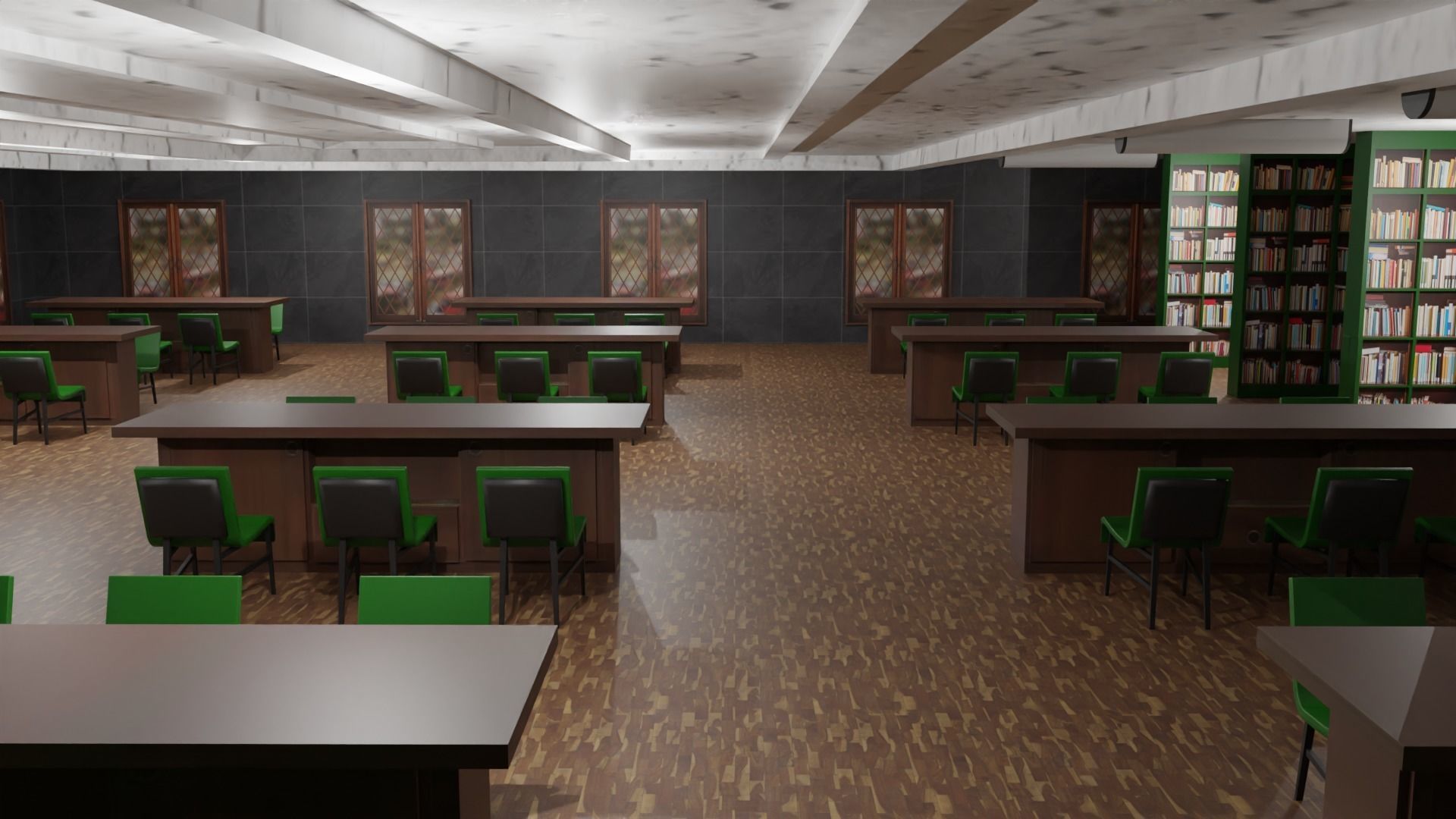 Library Interior  Low-poly 3D model_5