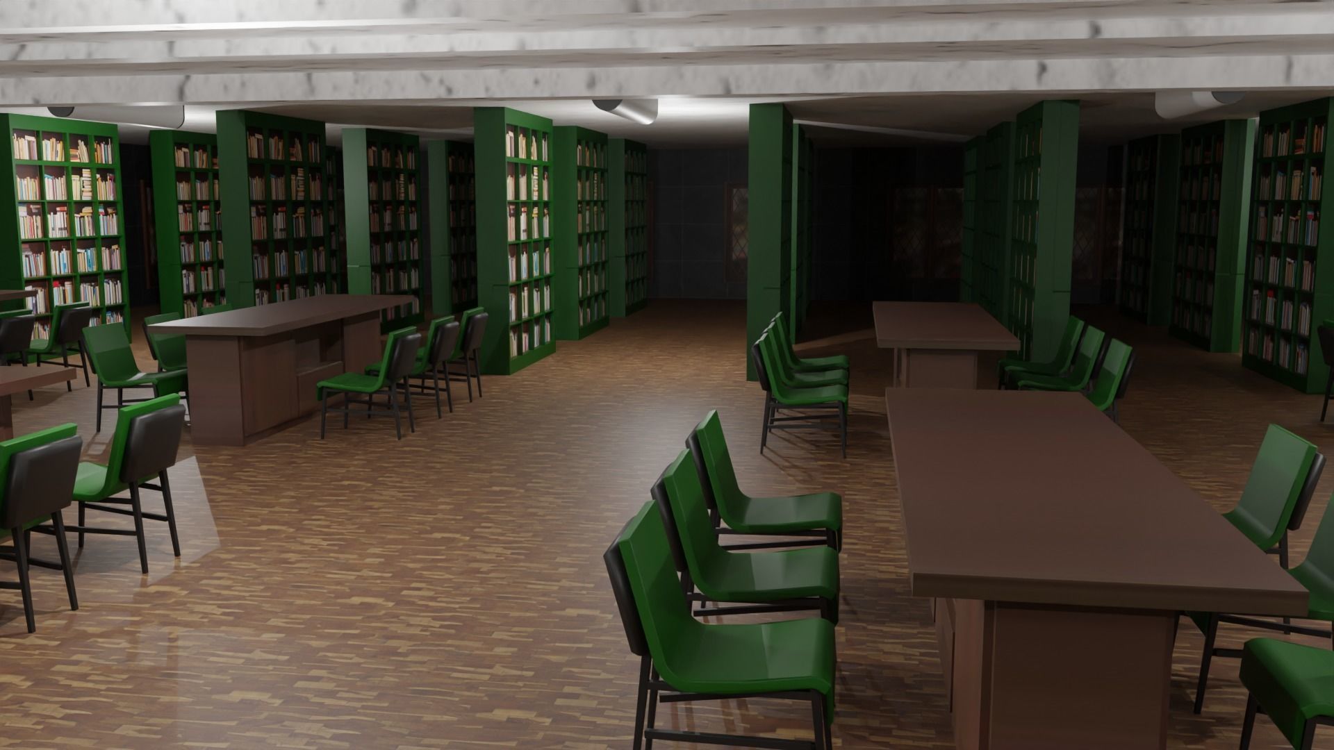 Library Interior  Low-poly 3D model_4