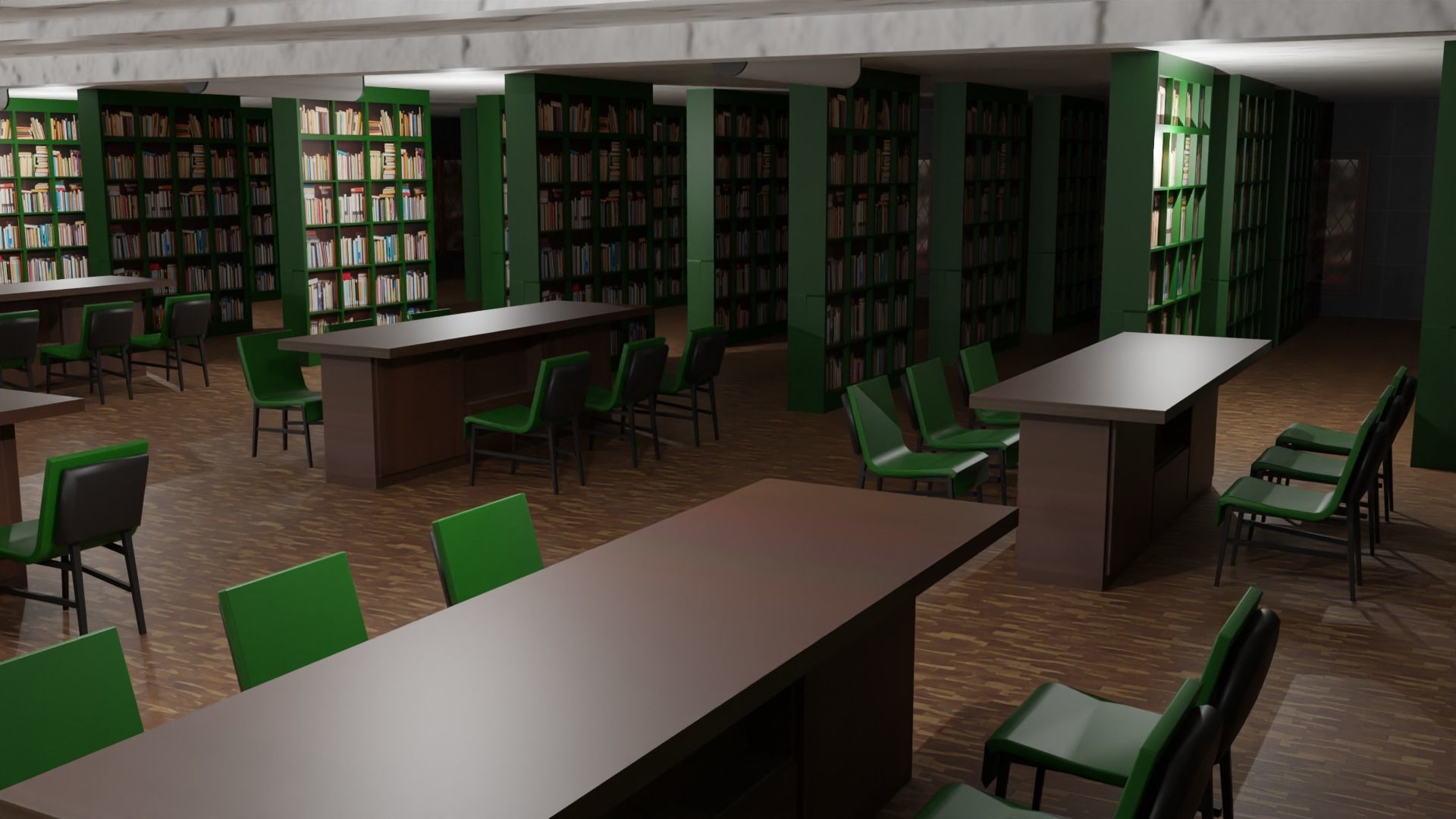 Library Interior  Low-poly 3D model_3
