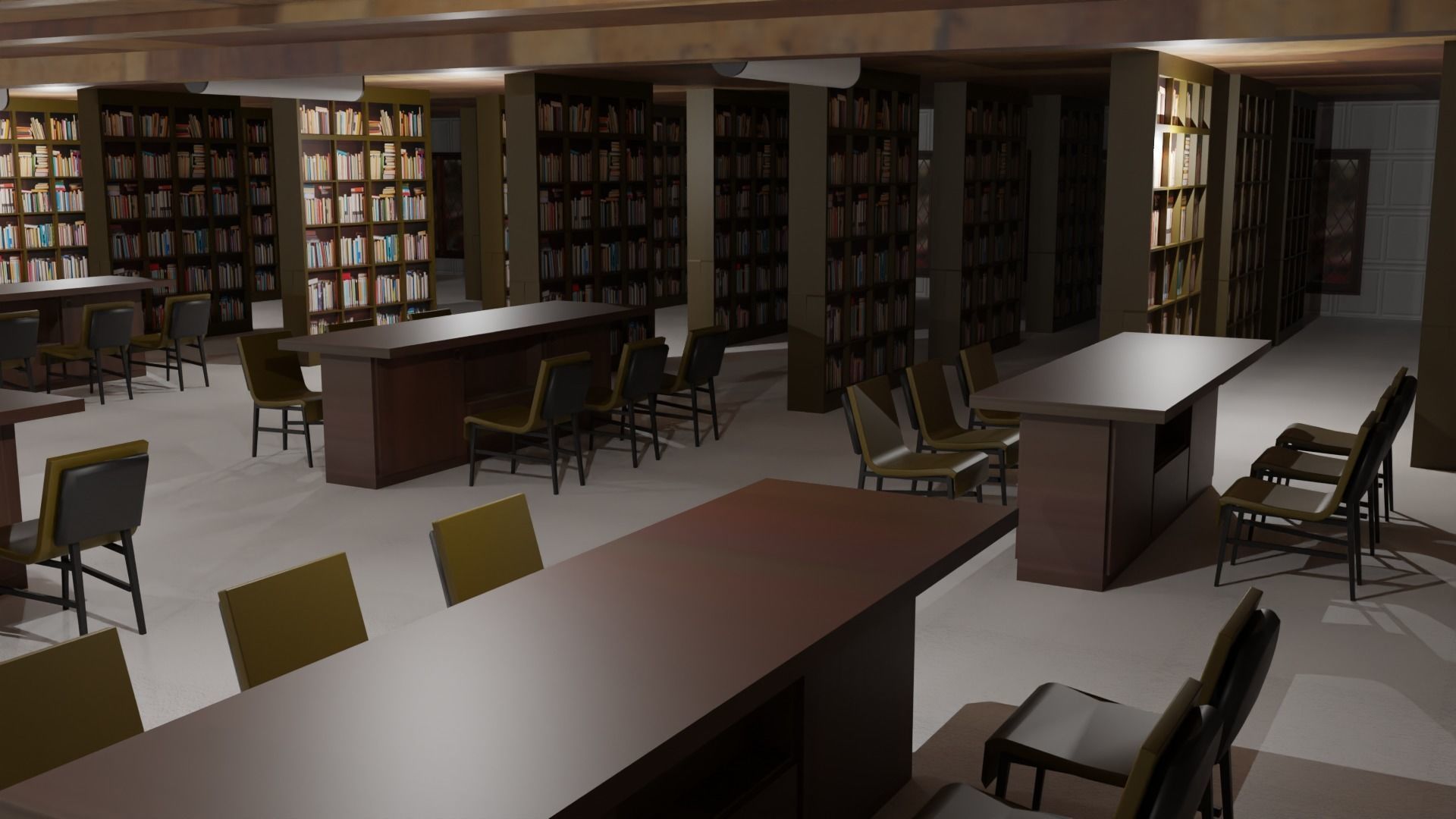 Library Interior  Low-poly 3D model_2