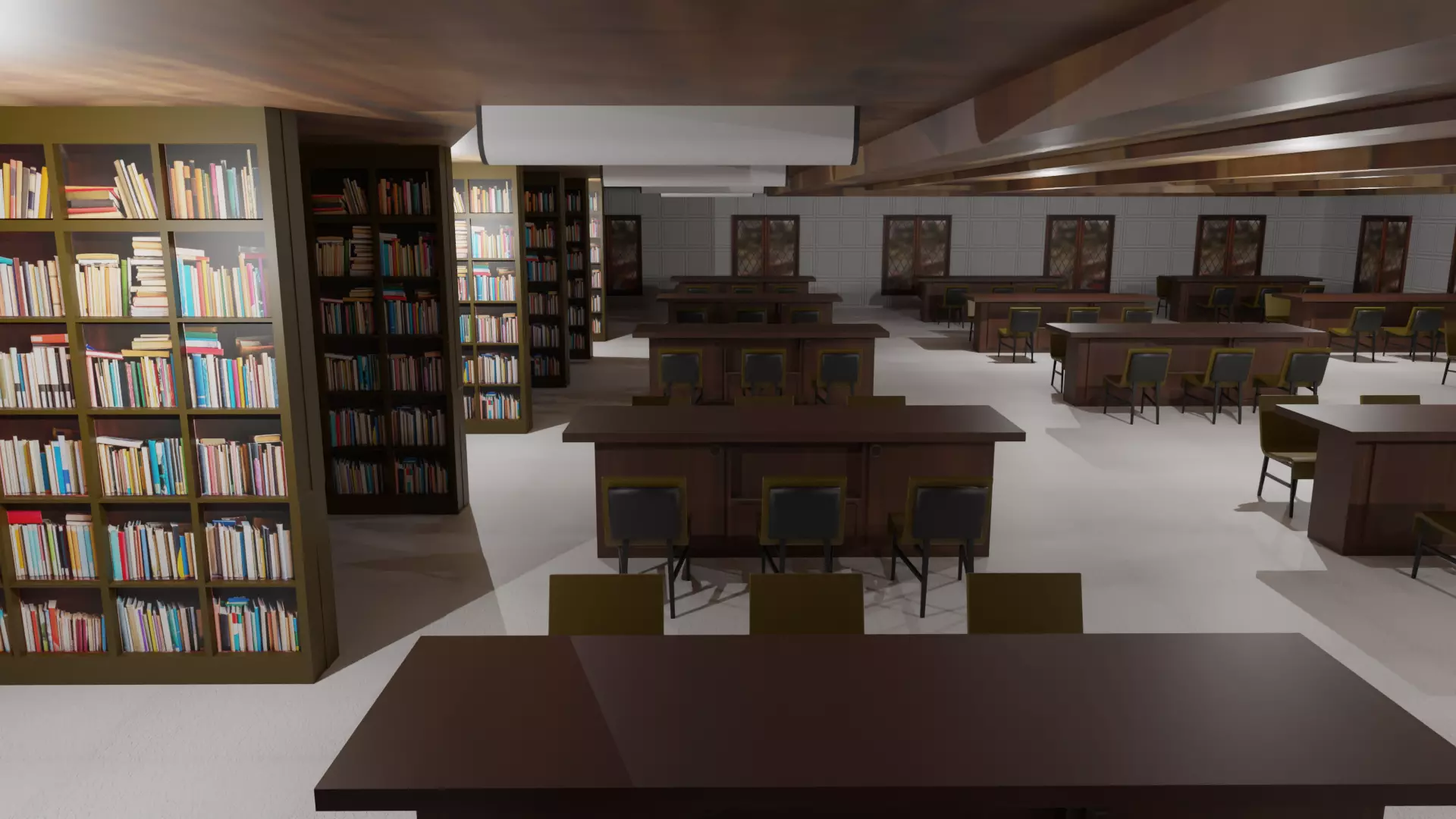 Library Interior  Low-poly 3D model_0