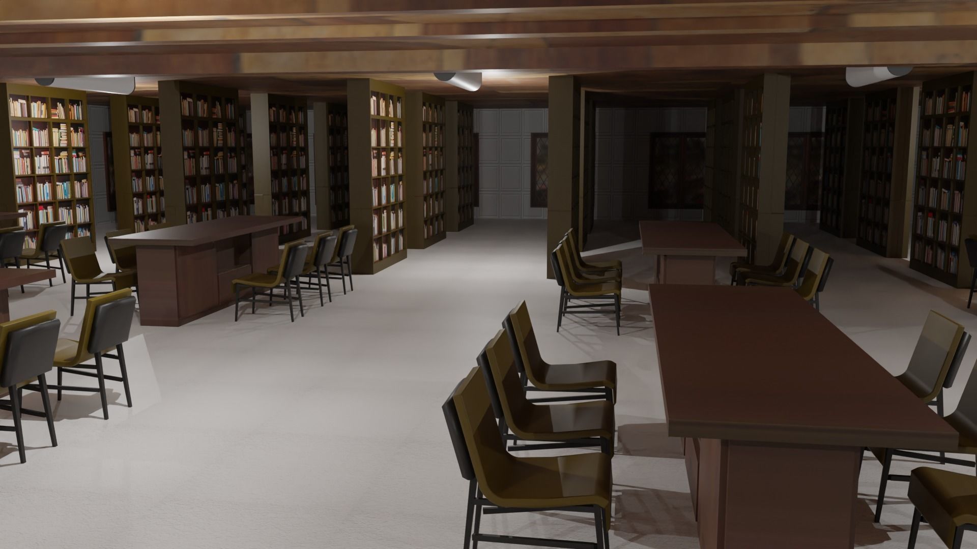 Library Interior  Low-poly 3D model_4