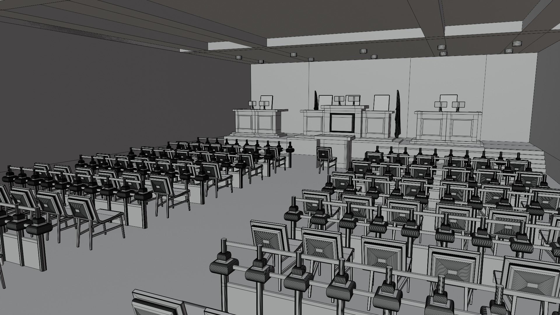 Court Room  Low-poly 3D model_7