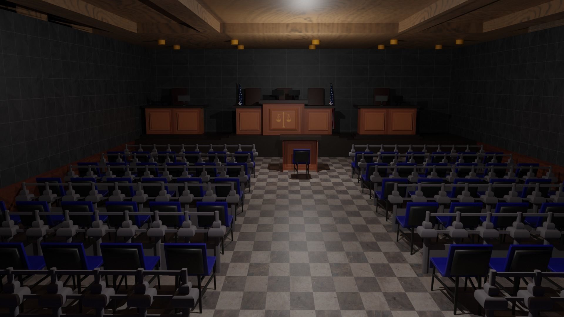 Court Room  Low-poly 3D model_1