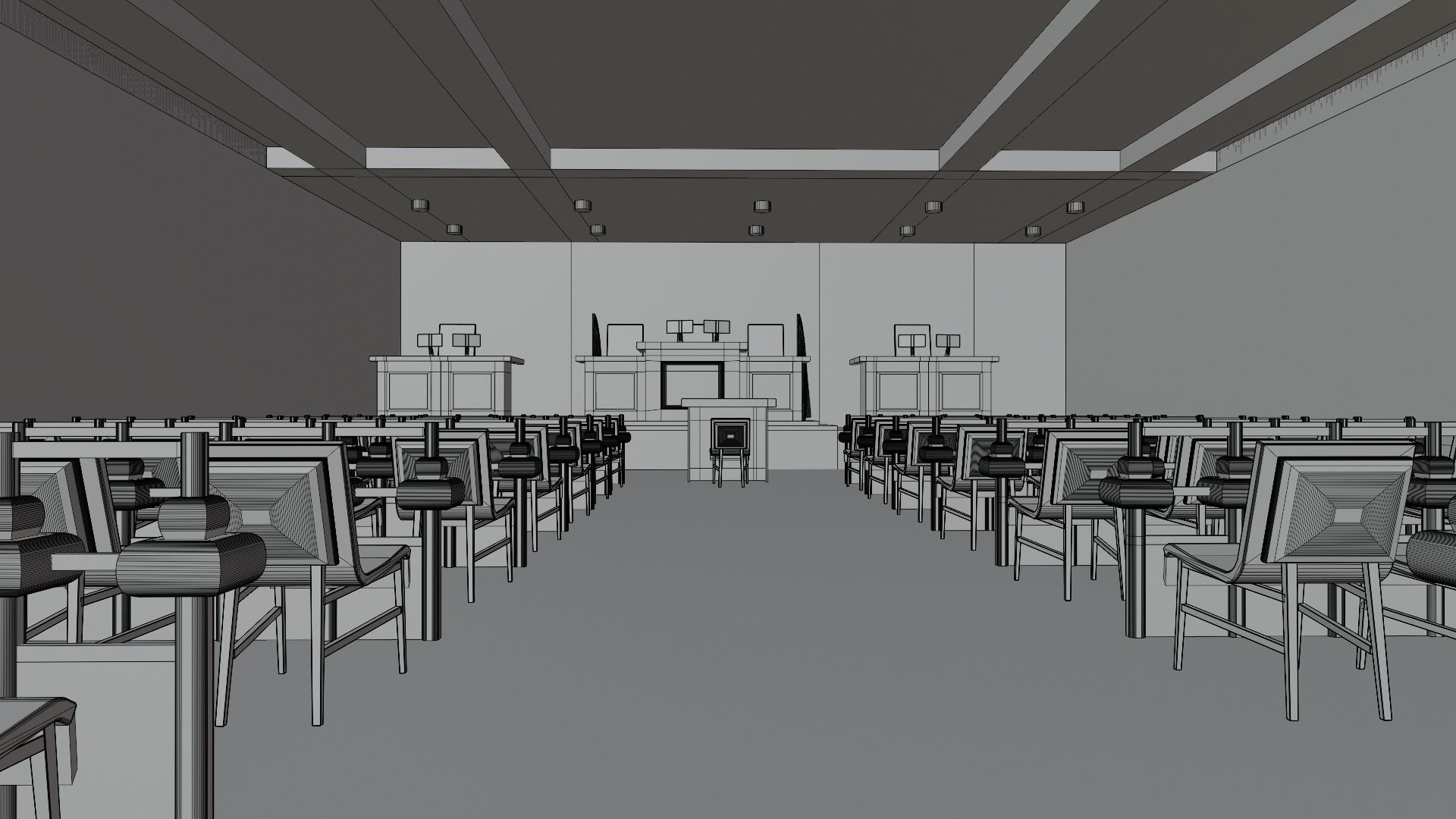 Court Room  Low-poly 3D model_6