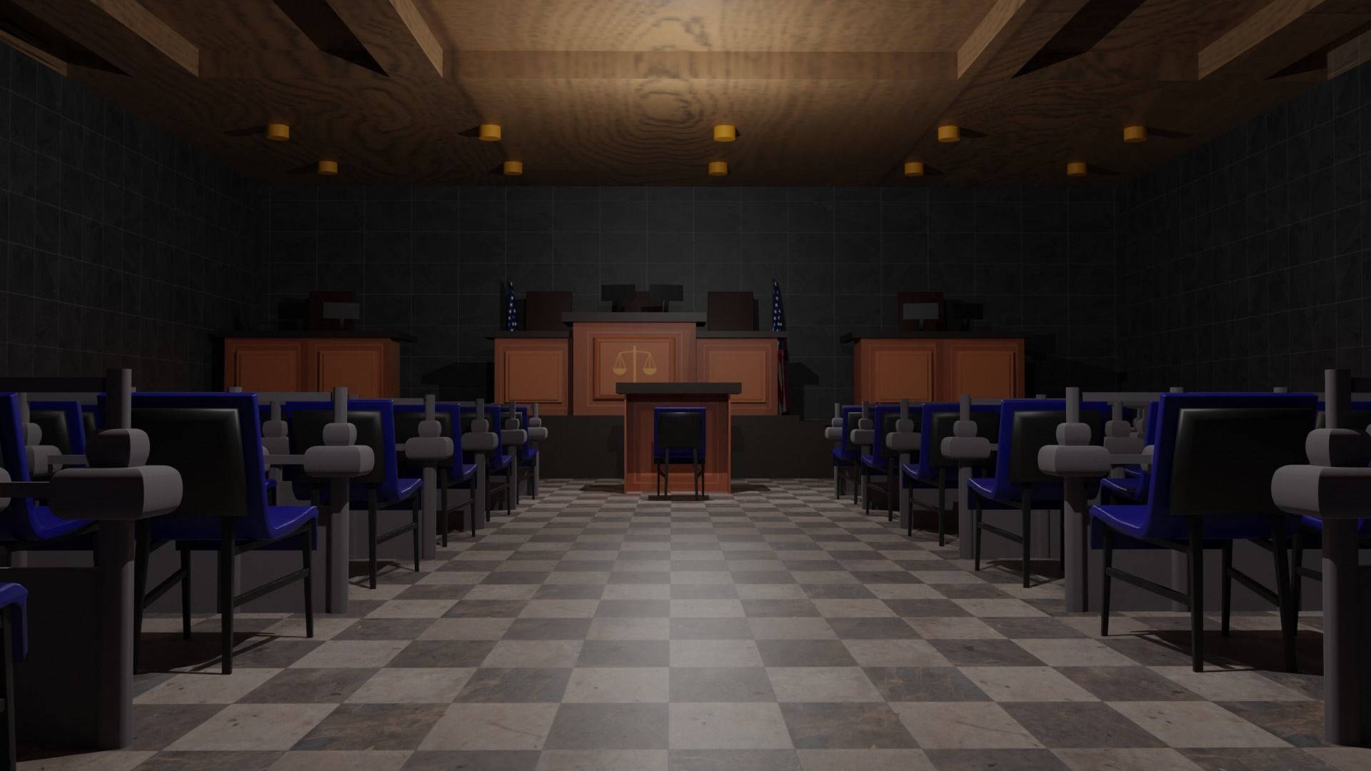 Court Room  Low-poly 3D model_3