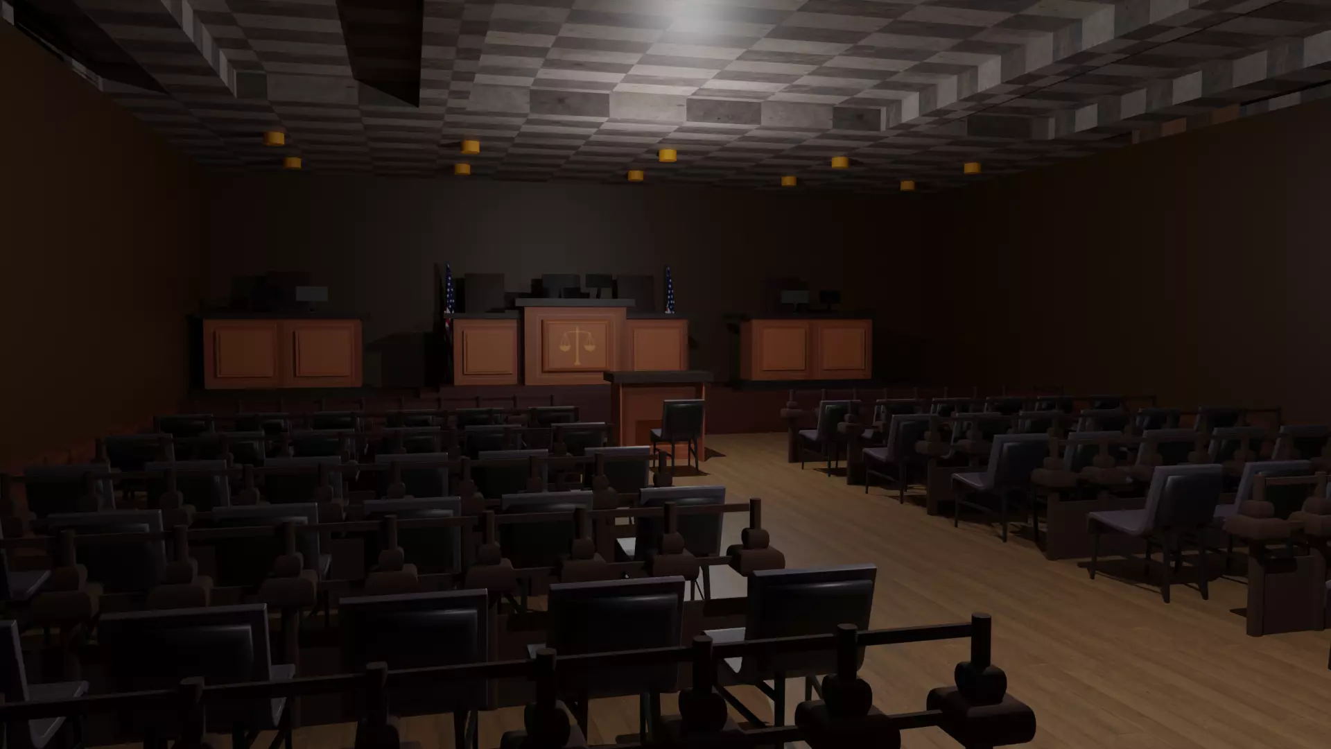Court Room  Low-poly 3D model_0