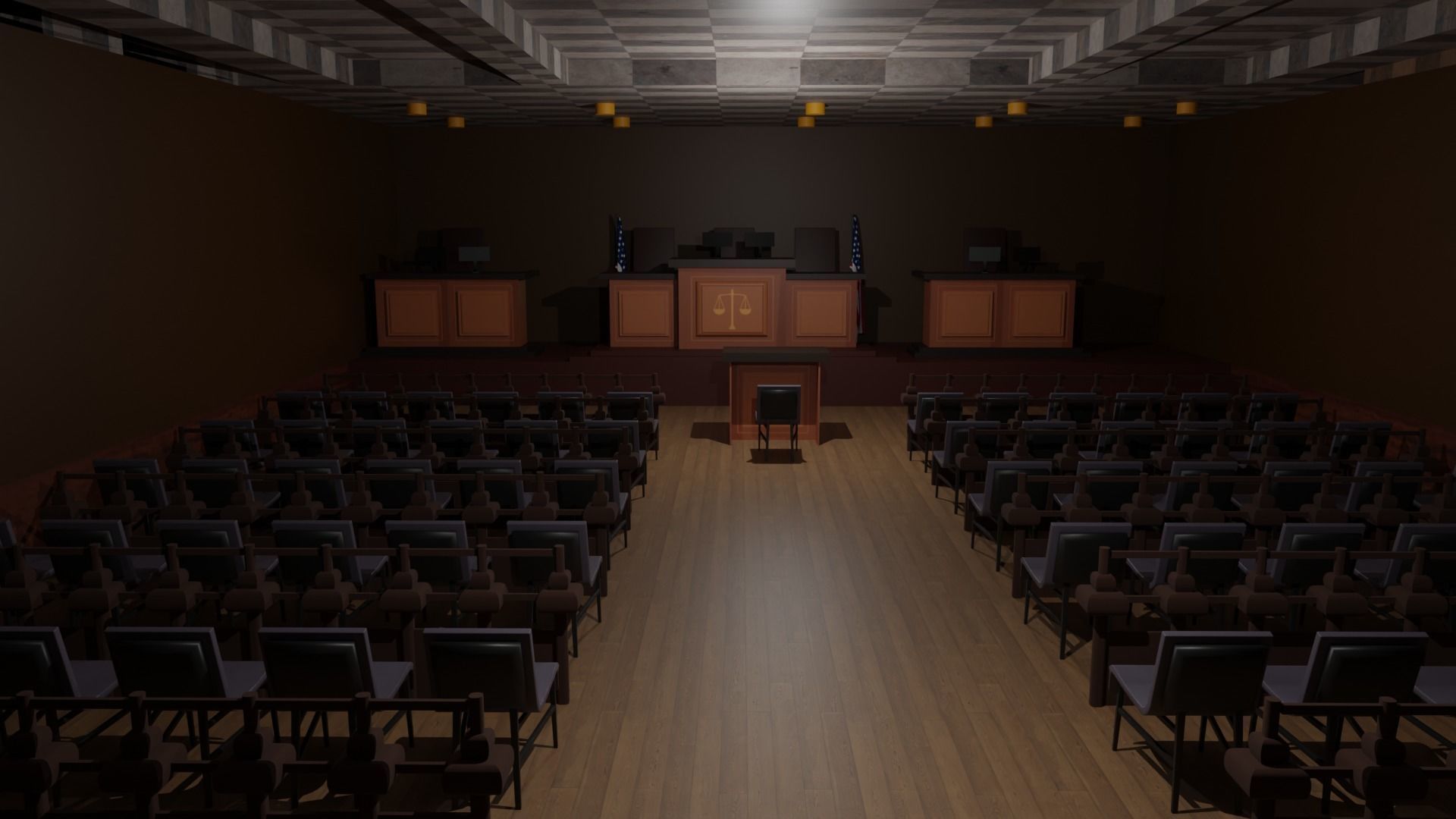 Court Room  Low-poly 3D model_1