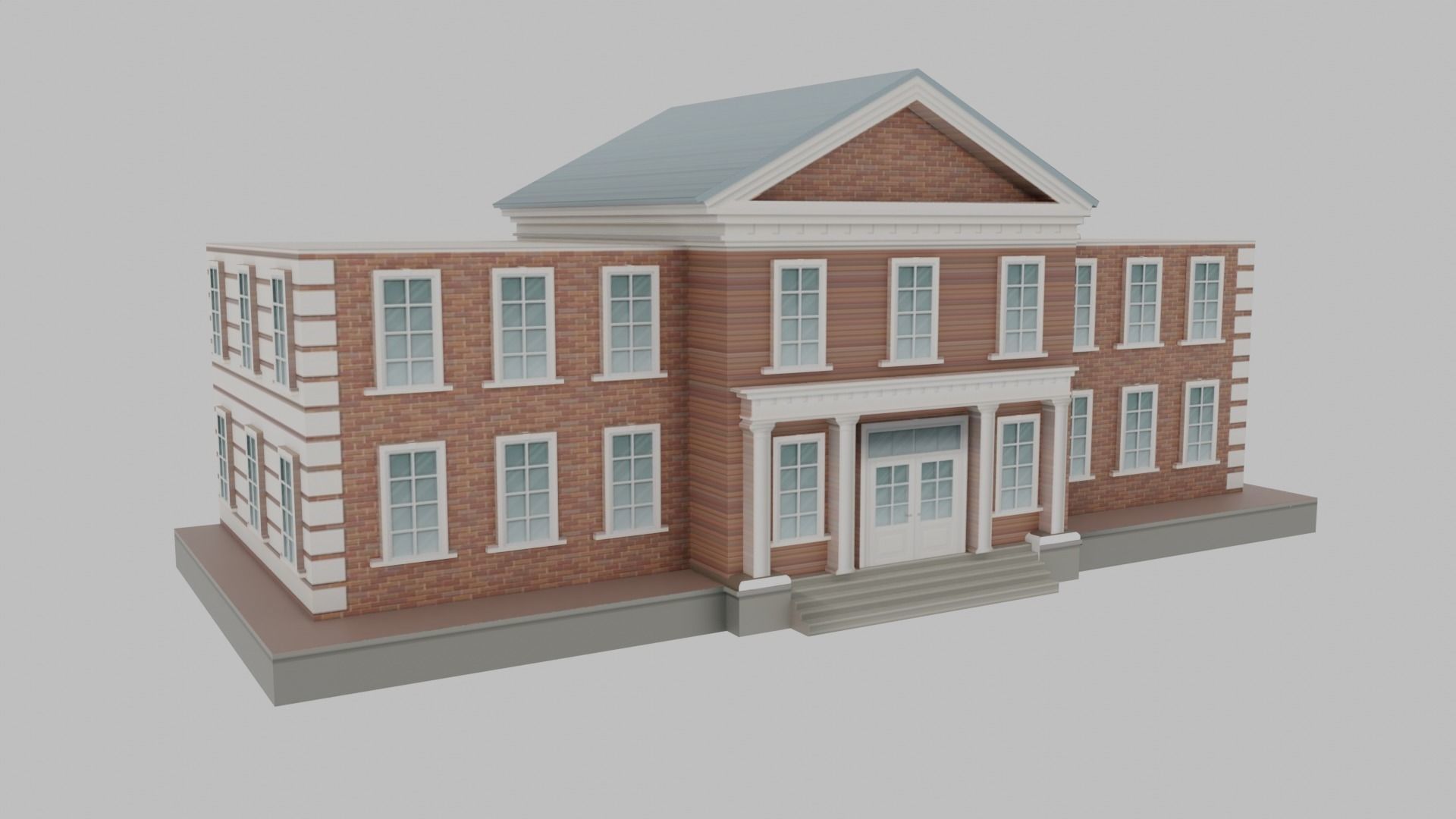 School Building Low-poly 3D model_4