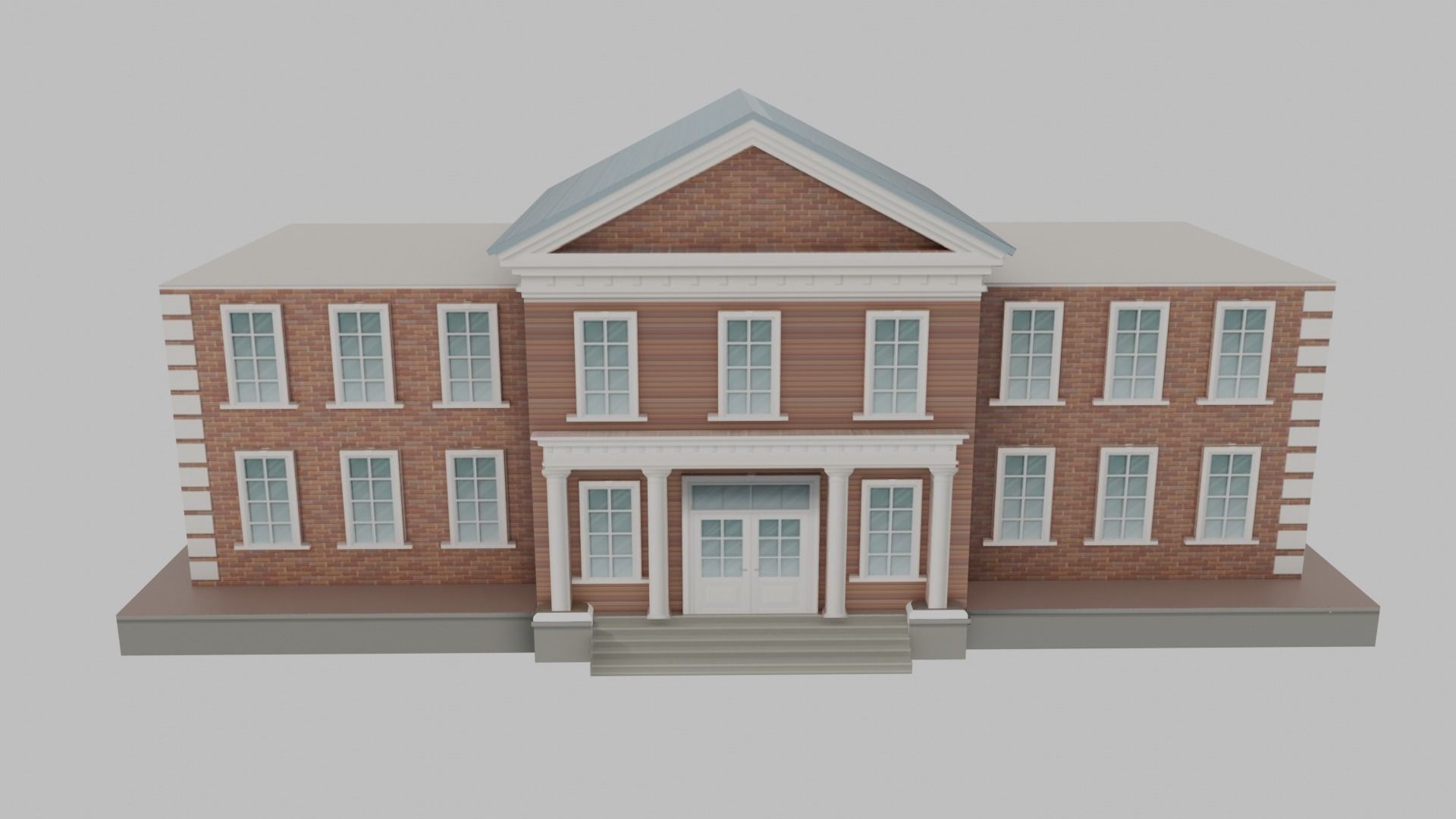 School Building Low-poly 3D model_2