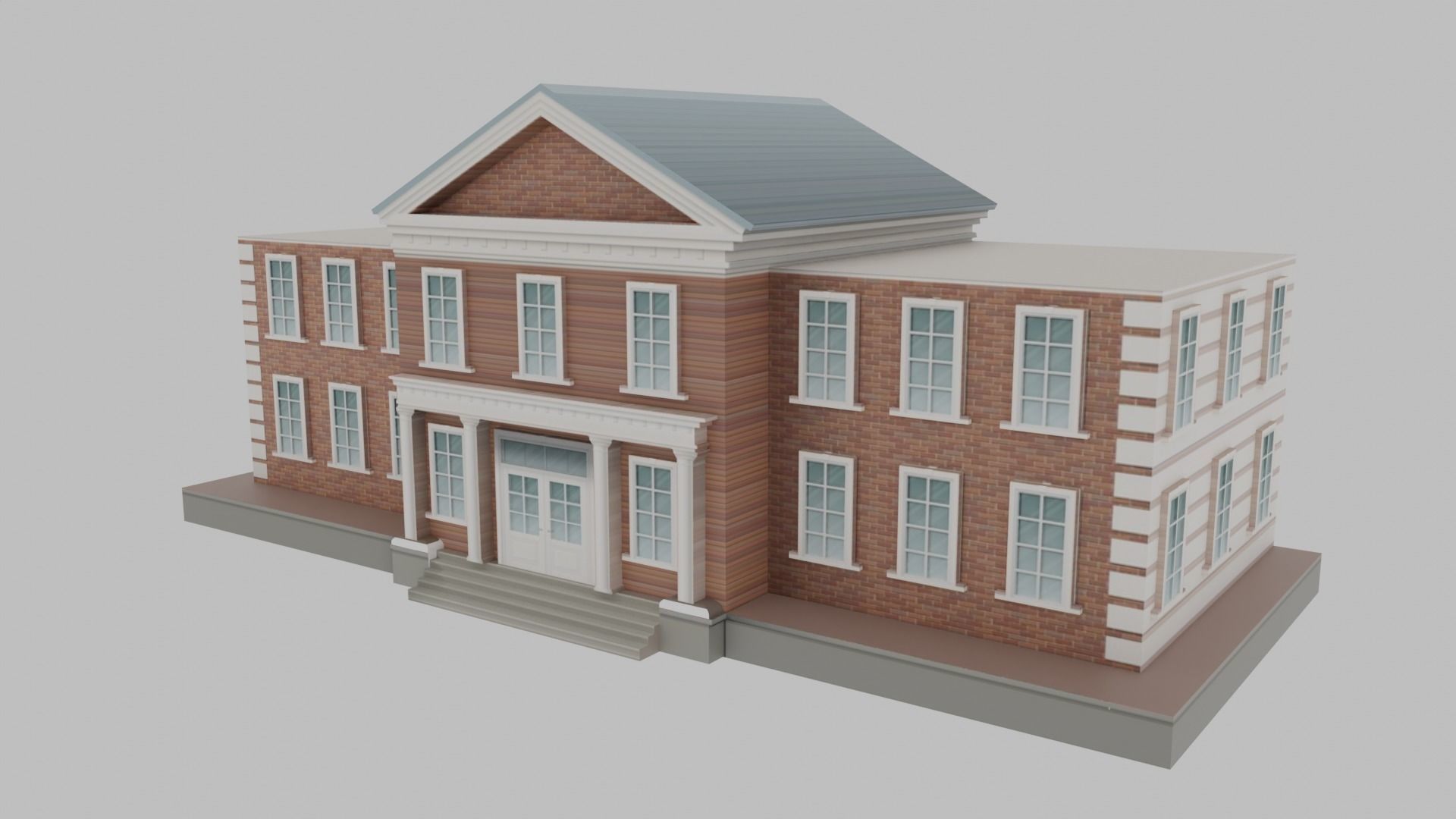 School Building Low-poly 3D model_1