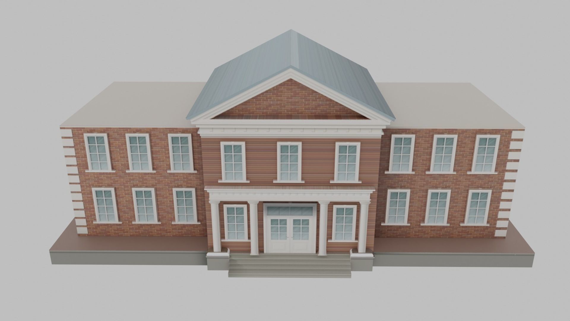 School Building Low-poly 3D model_3