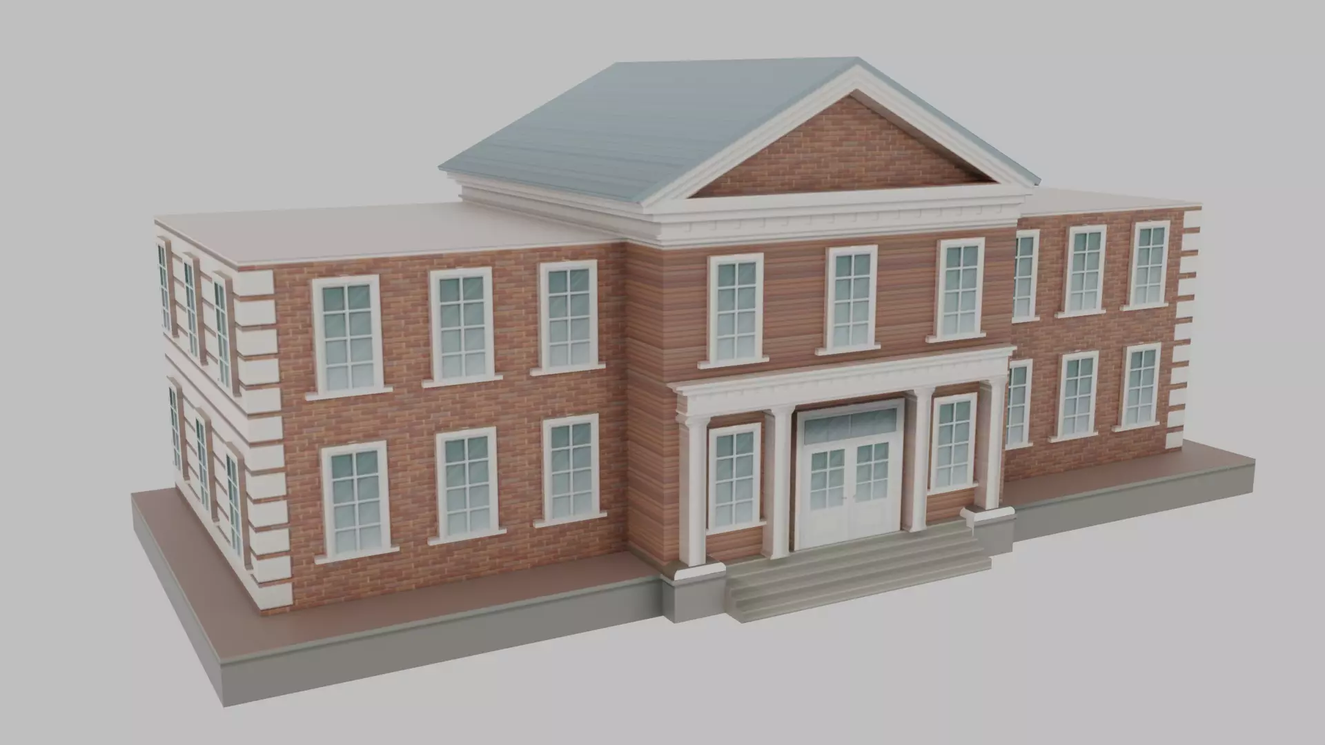 School Building Low-poly 3D model_0