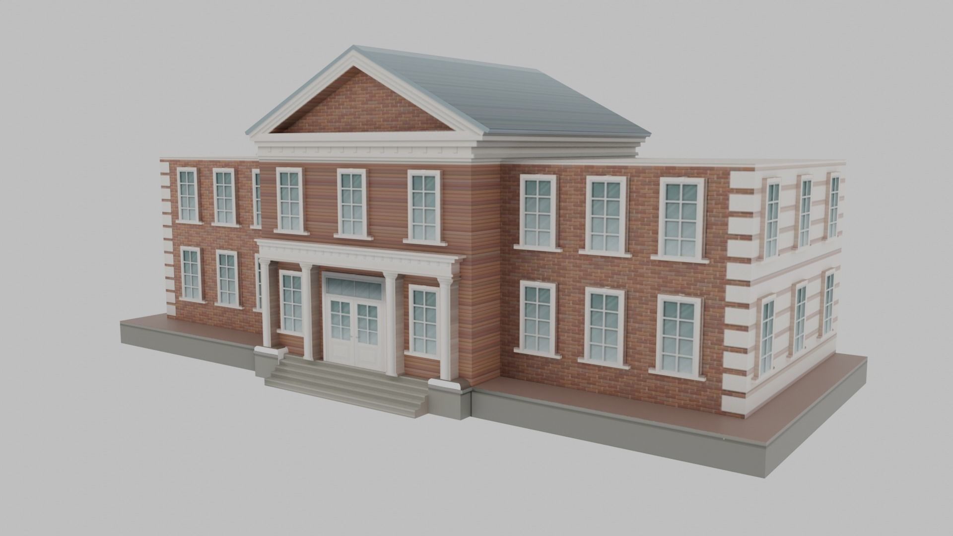 School Building Low-poly 3D model_5