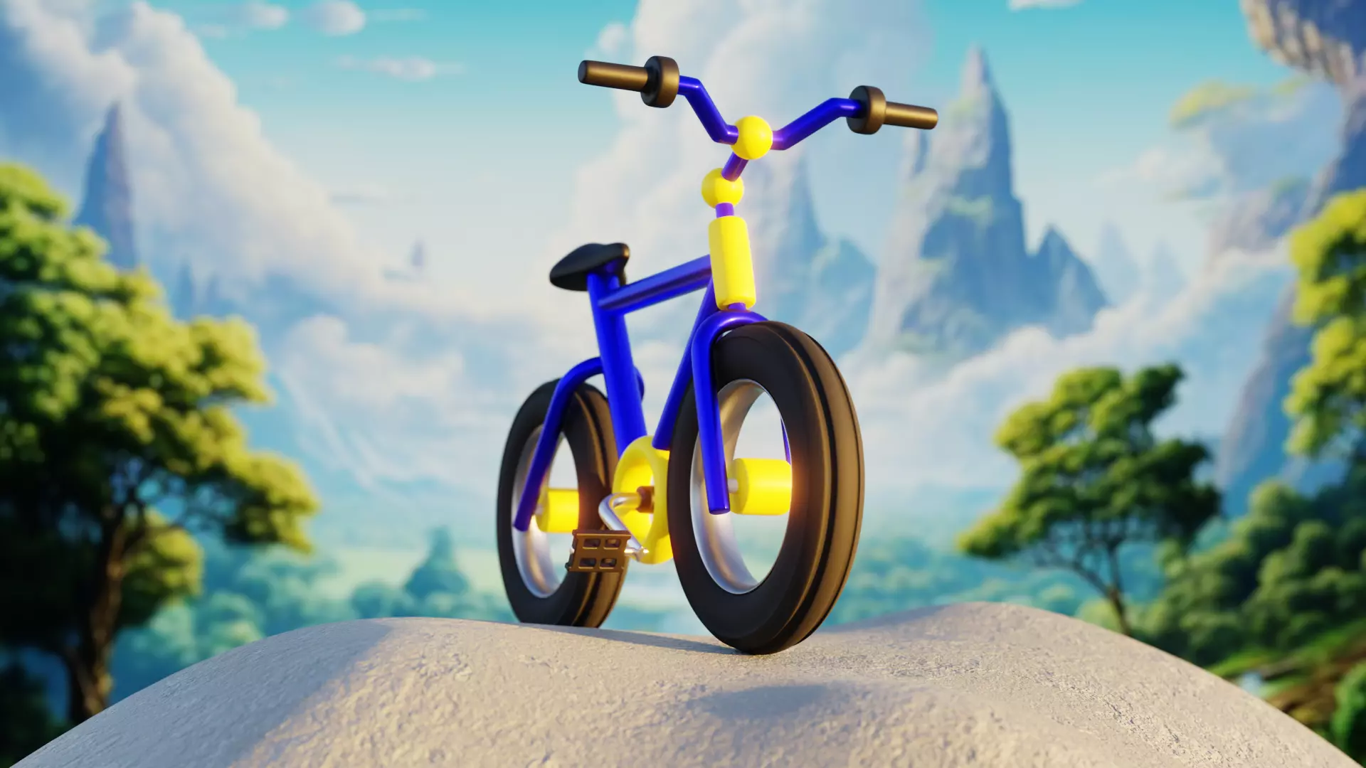 Cartoon Bicycle - Stylized Low-Poly 3D Model for Games 3D model