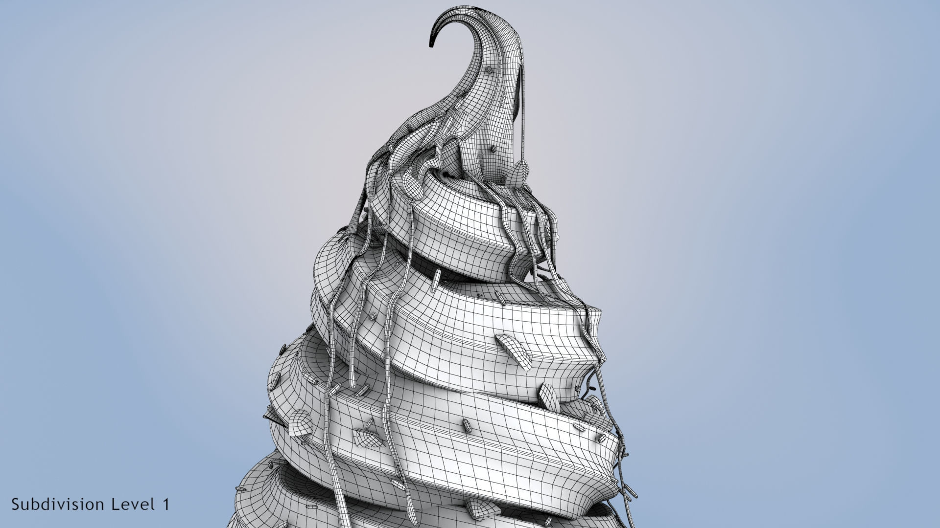 Strawberry flavor Ice Cream Cone  Low-poly 3D model_14