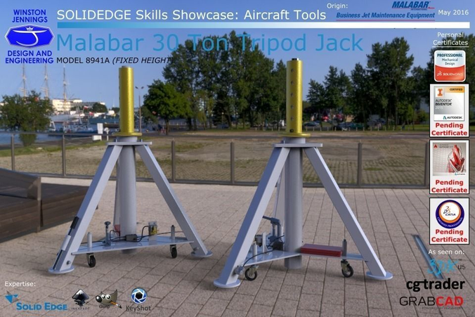 Solidedge Skills Showcase Malabar 30 Ton Tripod Jack Free 3D model