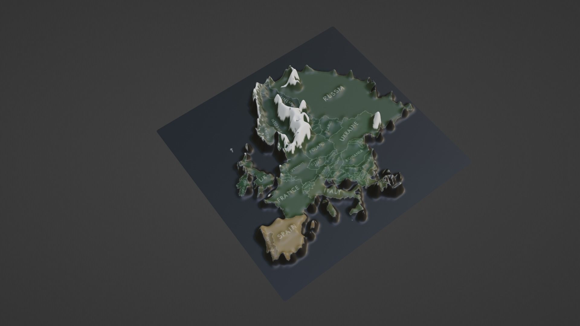 Europe Map Topography  Low-poly 3D model_7