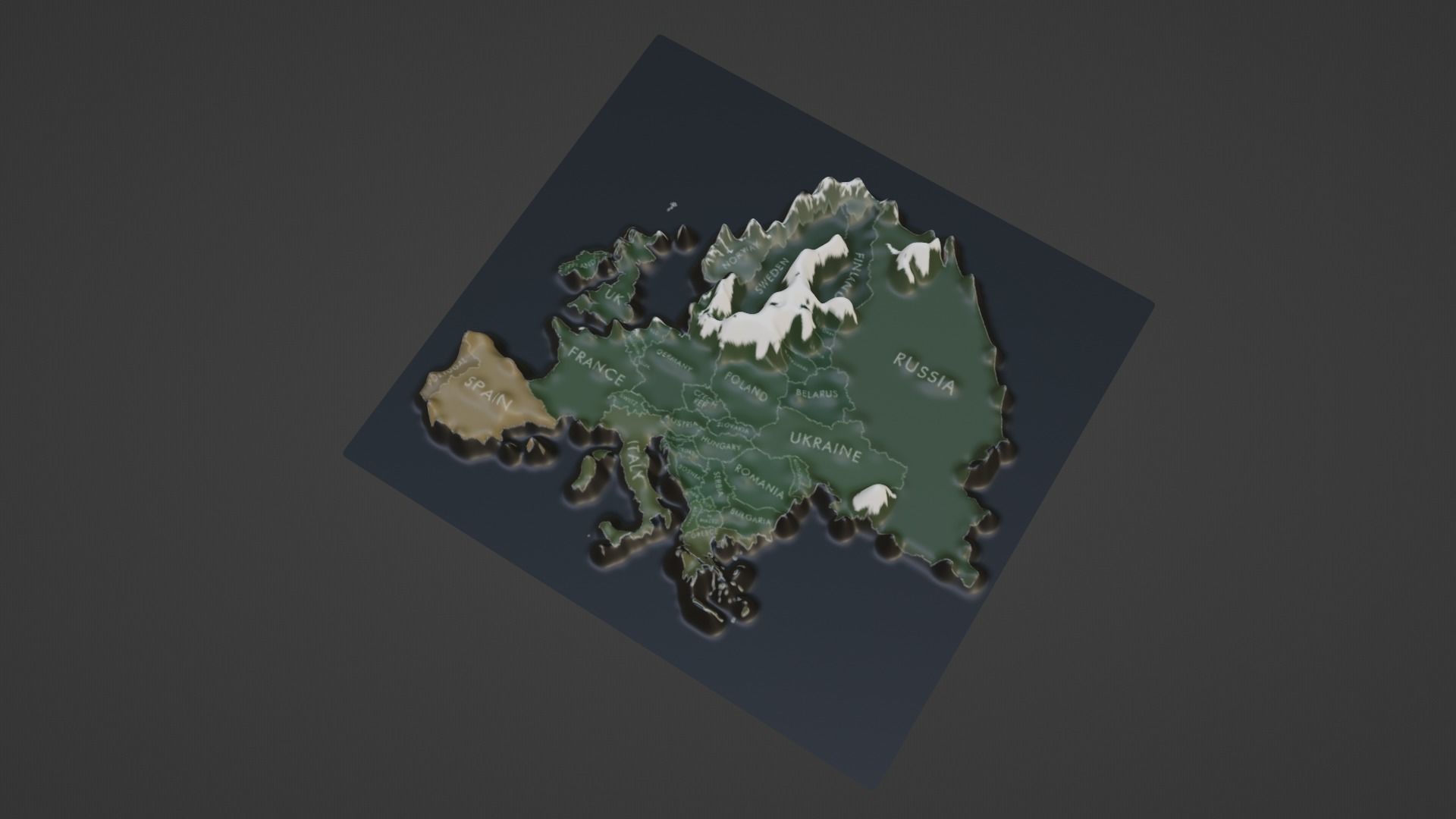 Europe Map Topography  Low-poly 3D model_6